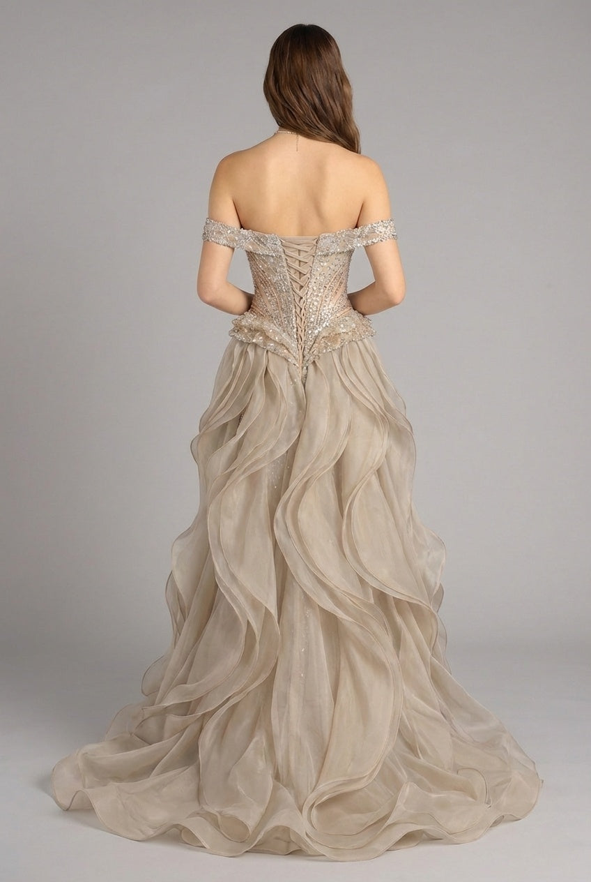 Elysienne Corset Gown - Champagne Gold Lus Deluné