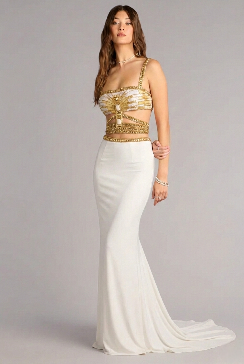 Valerienne Ensemble Gown - Ivory Gold Lus Deluné