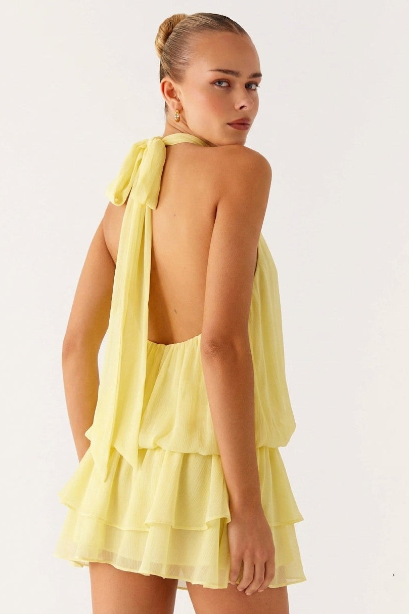 Primrose Halter Dress - Butter Yellow Lus Deluné