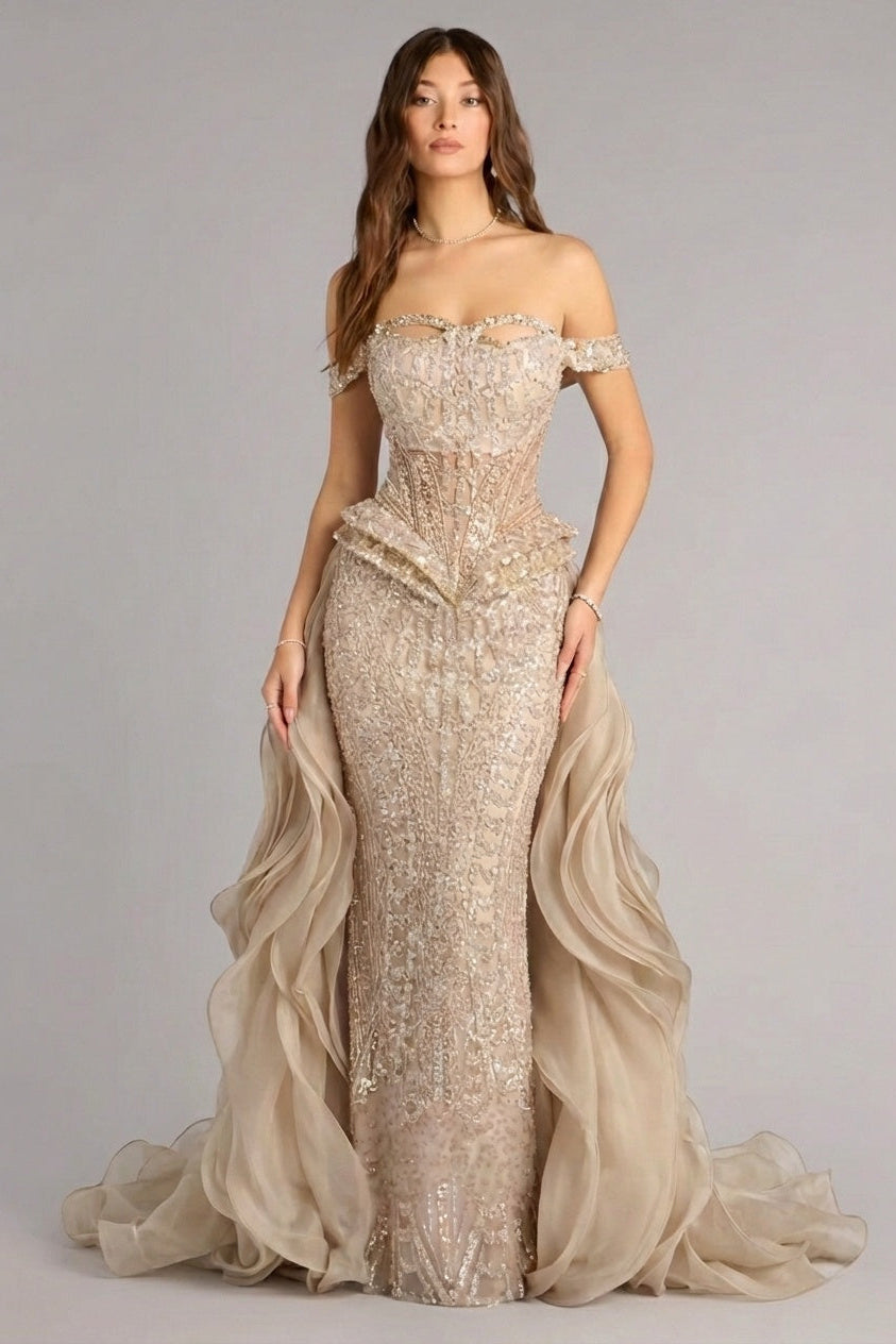 Elysienne Corset Gown - Champagne Gold Lus Deluné