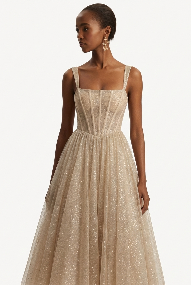 Aurielle Tulle Dress - Champagne Glow Lus Deluné