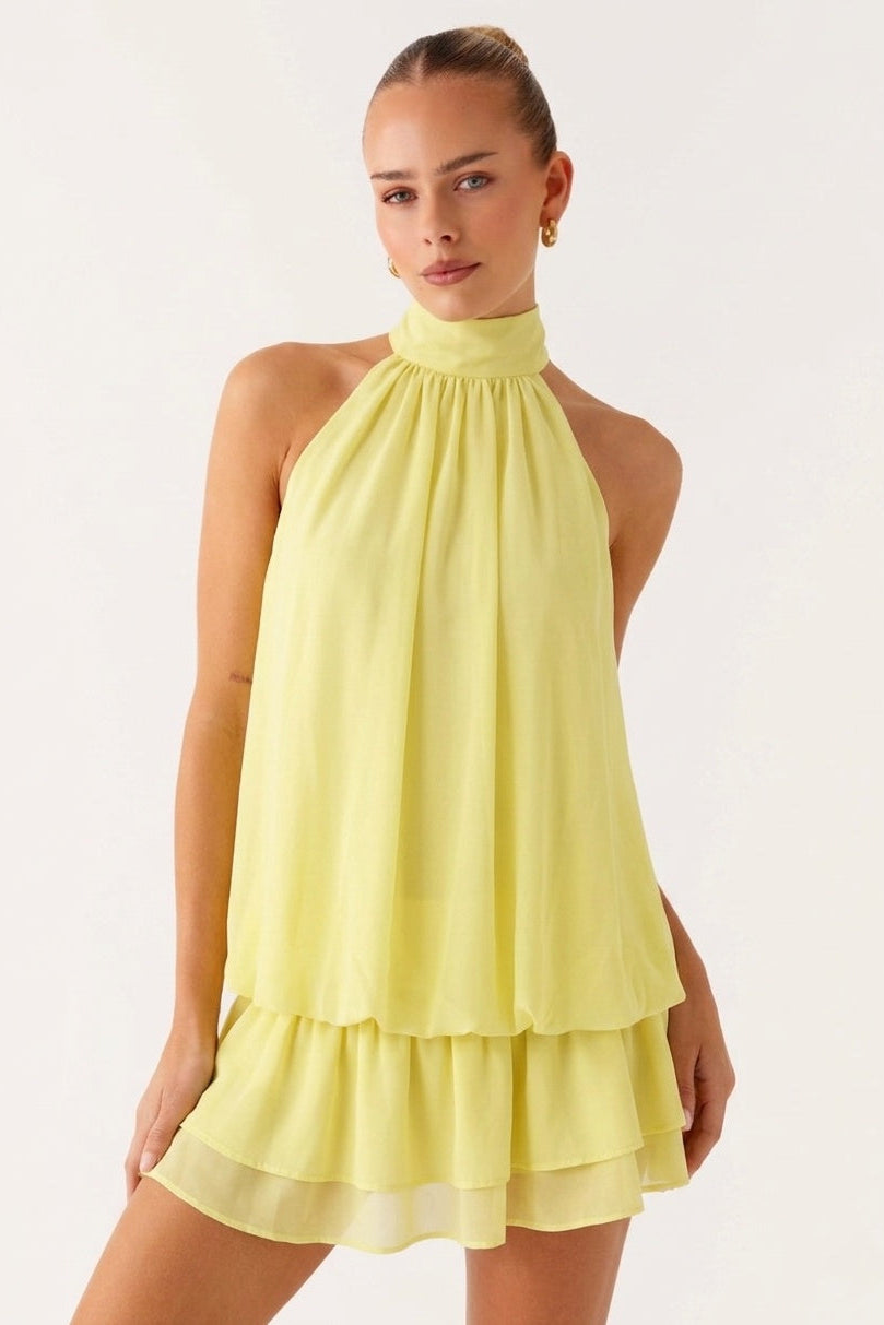 Primrose Halter Dress - Butter Yellow Lus Deluné