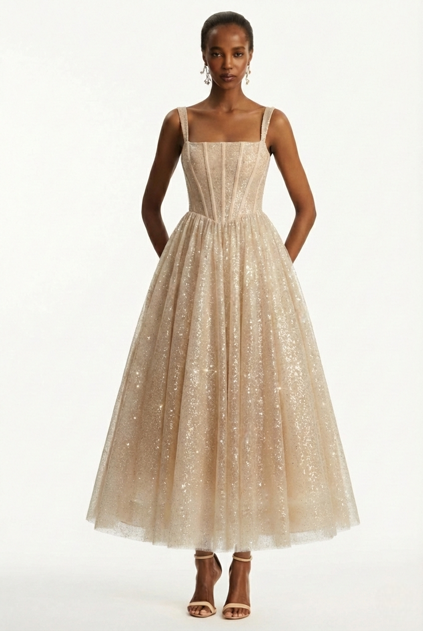 Aurielle Tulle Dress - Champagne Glow Lus Deluné