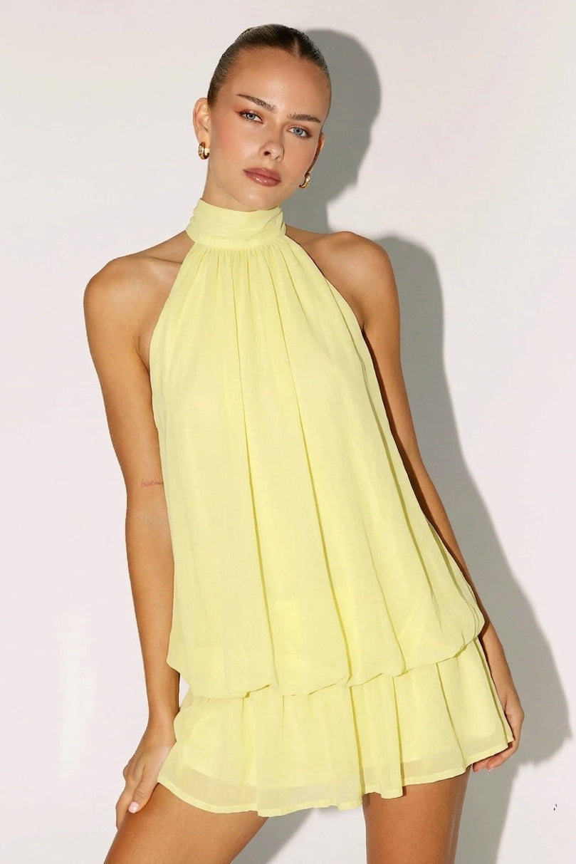 Primrose Halter Dress - Butter Yellow Lus Deluné