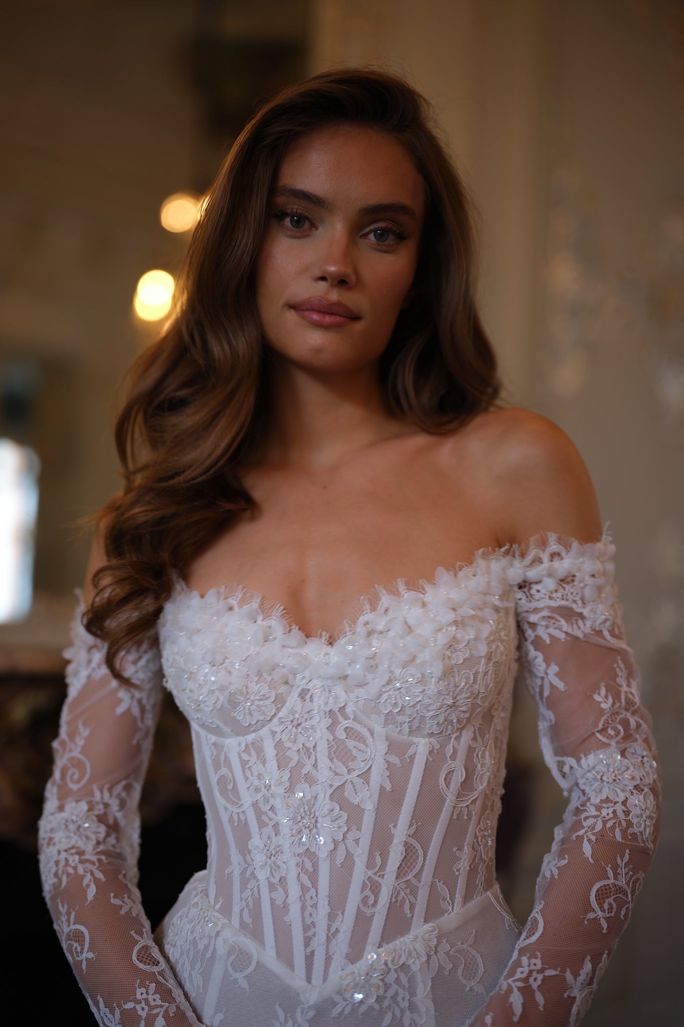 Aveline Lace Corset Mini Dress - Ivory Pearl Lus Deluné