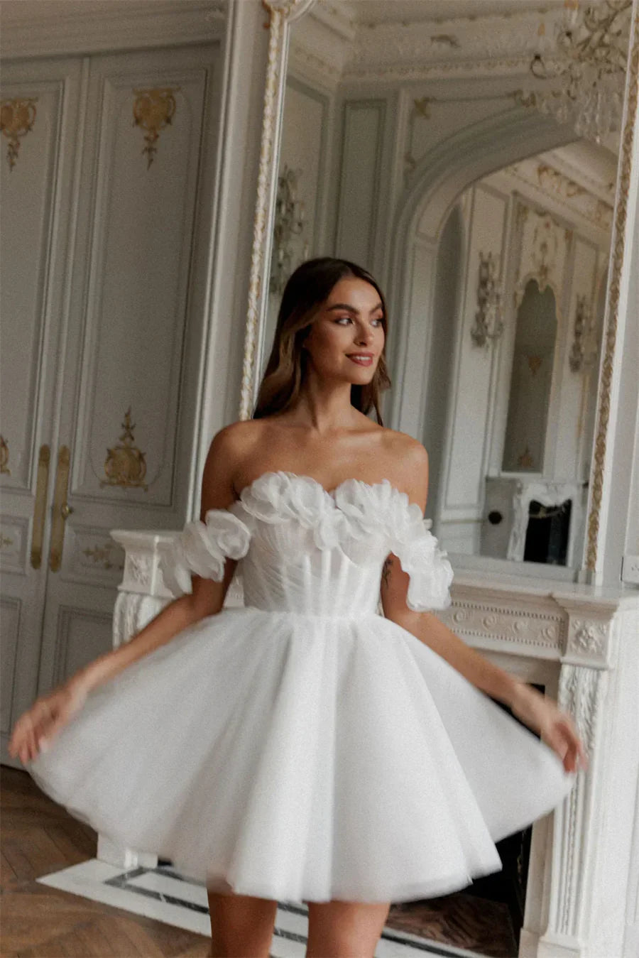 Rosette Tulle Dress - Cloud White Lus Deluné