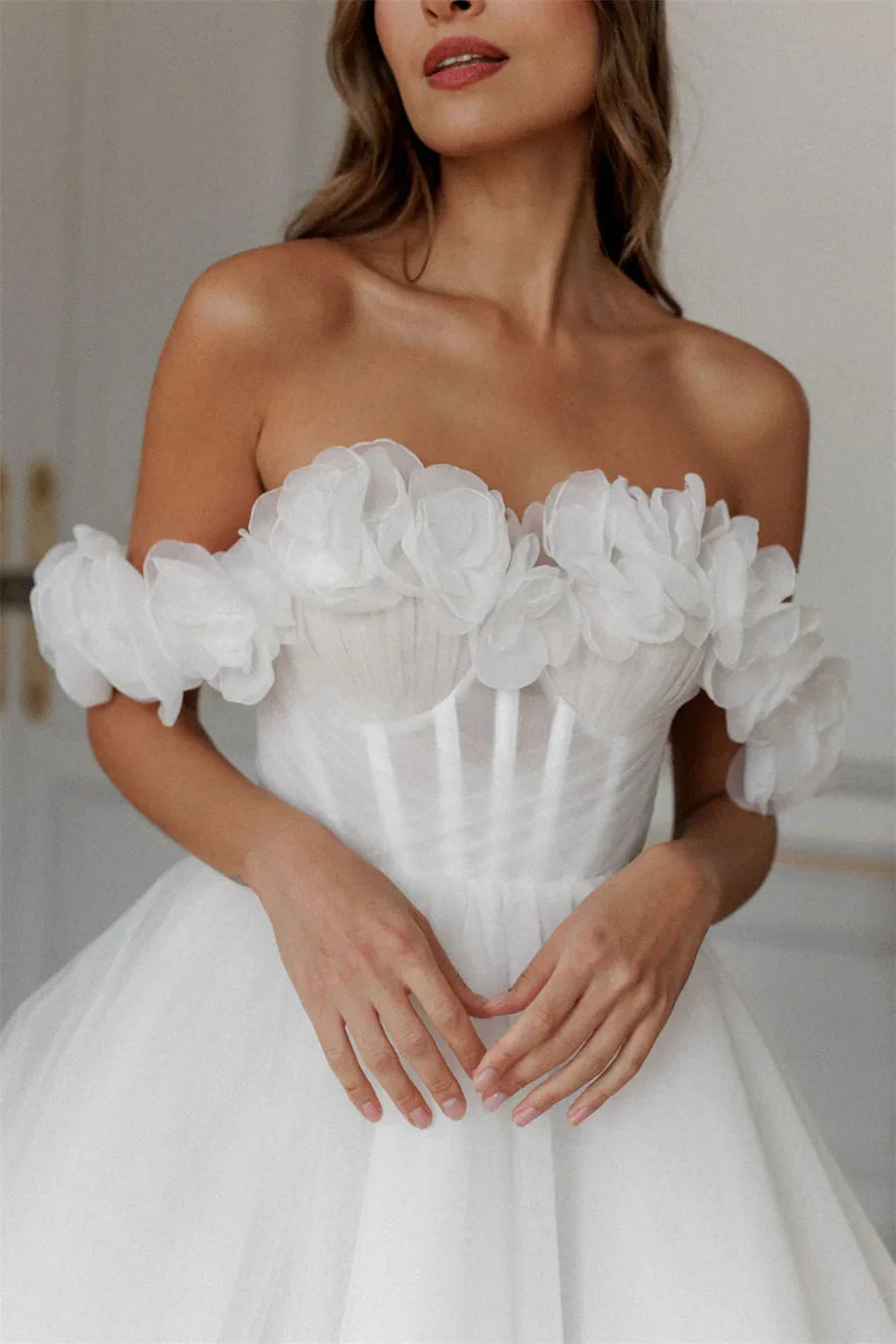 Rosette Tulle Dress - Cloud White Lus Deluné