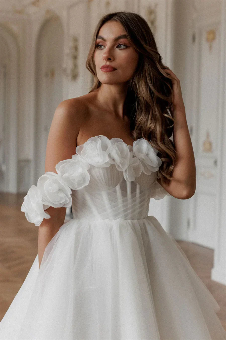 Rosette Tulle Dress - Cloud White Lus Deluné