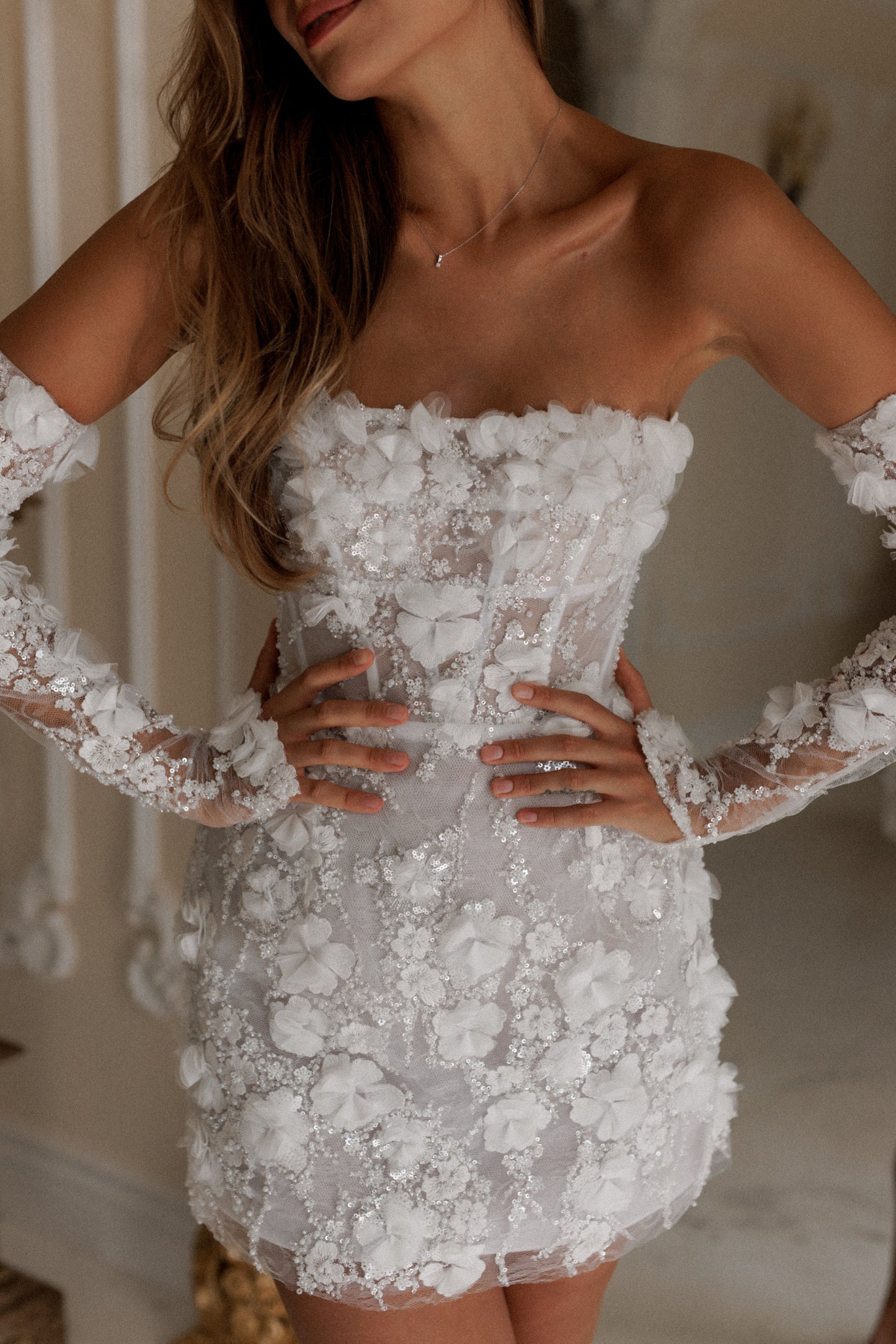 Rosalina Floral Corset Dress - Bridal Ivory Lus Deluné