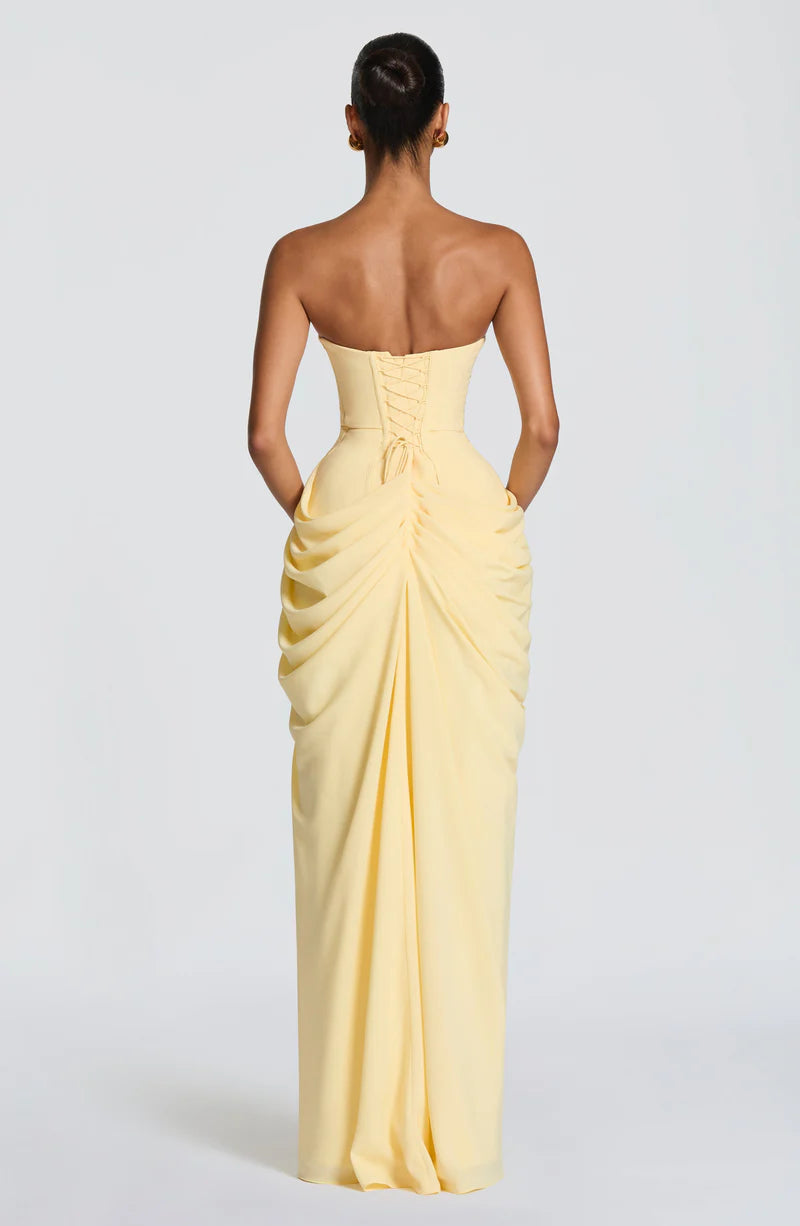 Primrose Strapless Gown — Butter Yellow Lus Deluné