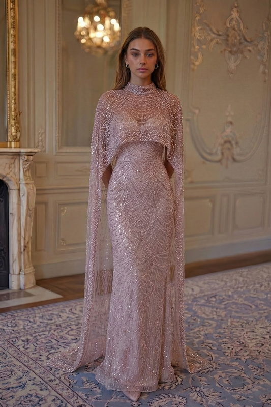 Aurora Cape Gown - Rose Mauve Lus Deluné