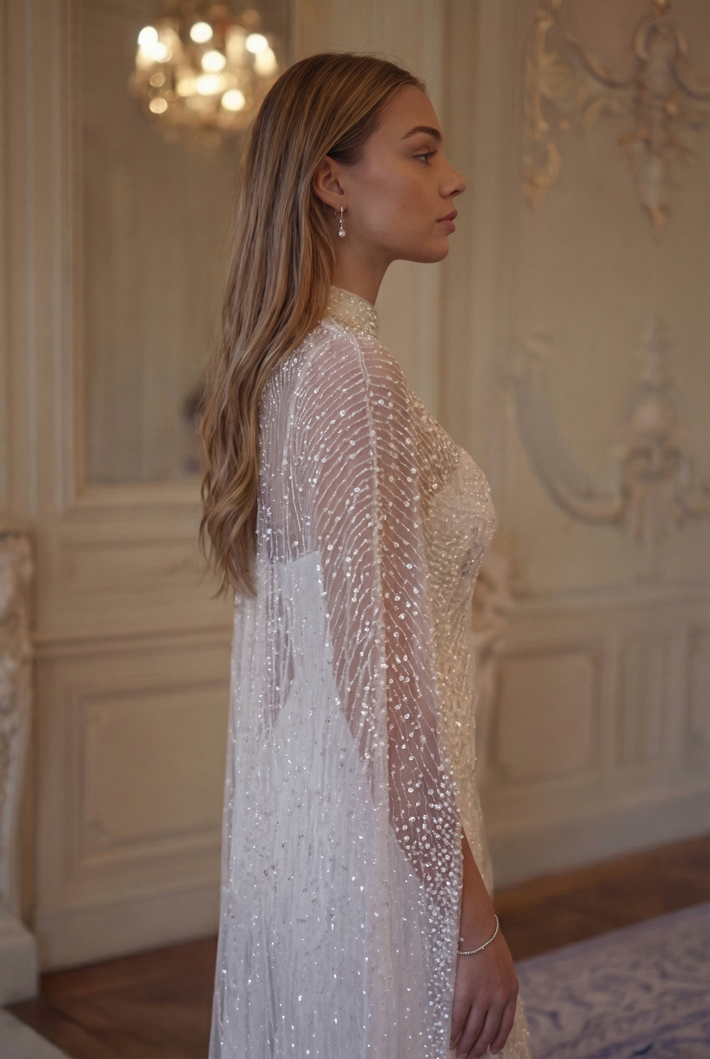 Ivory Cape Gown - Pearl White Lus Deluné