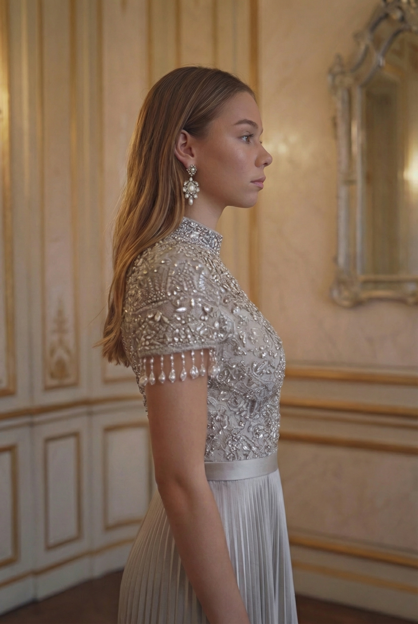 Crystal Pleat Gown - Dove Grey Lus Deluné
