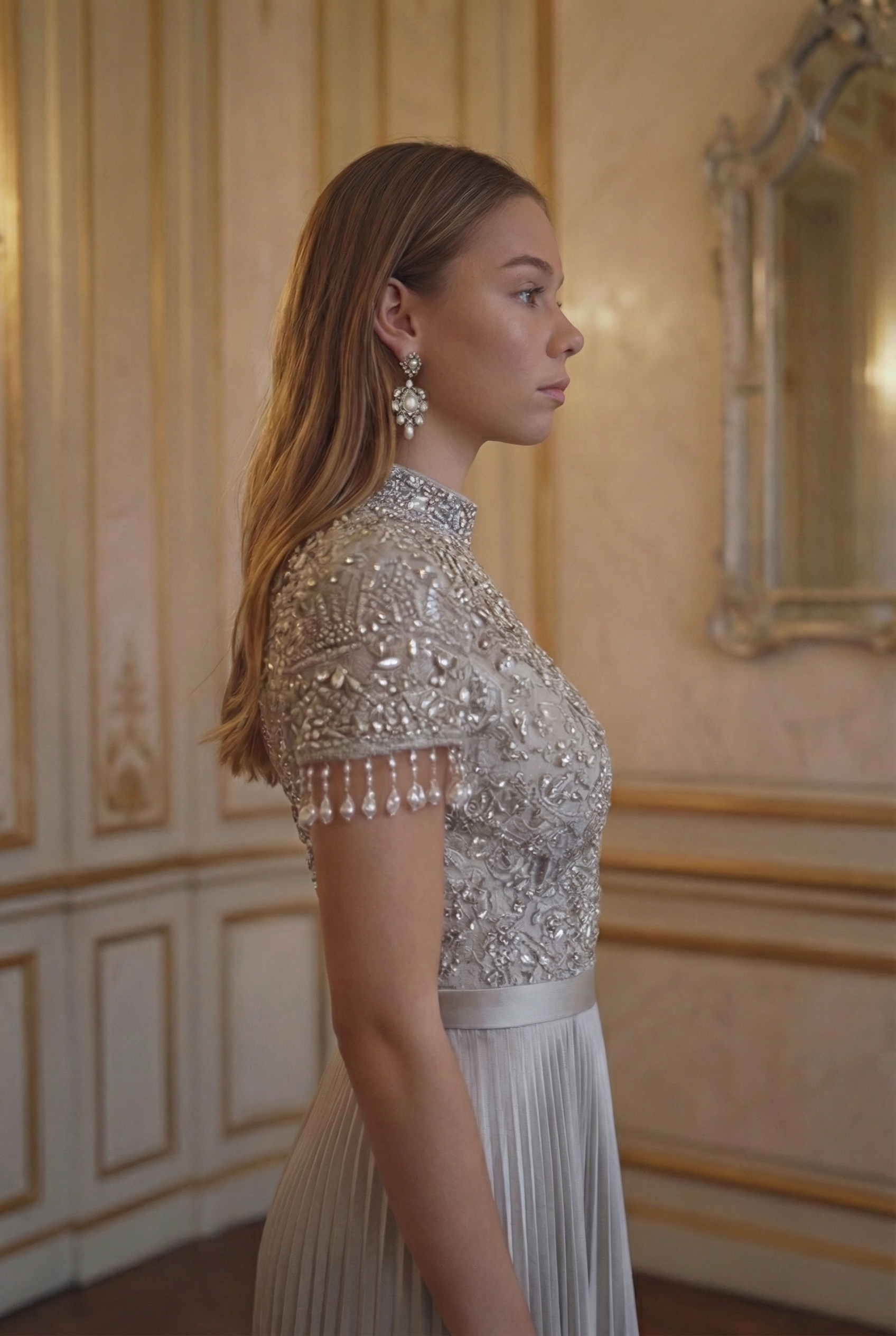Crystal Pleat Gown - Dove Grey Lus Deluné