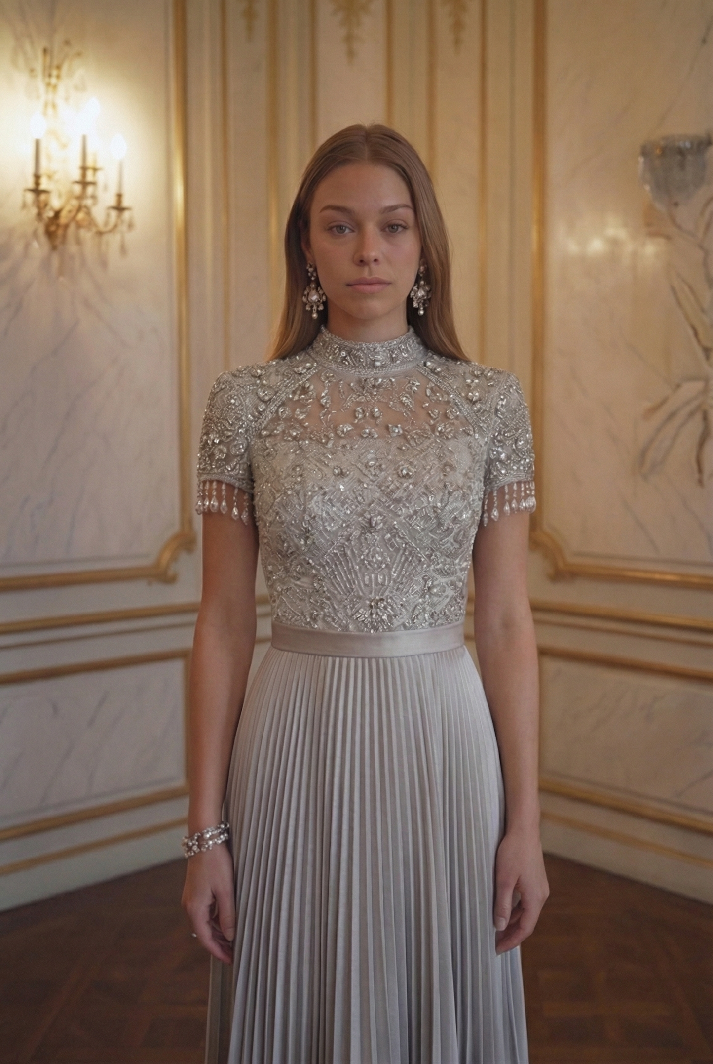 Crystal Pleat Gown - Dove Grey Lus Deluné