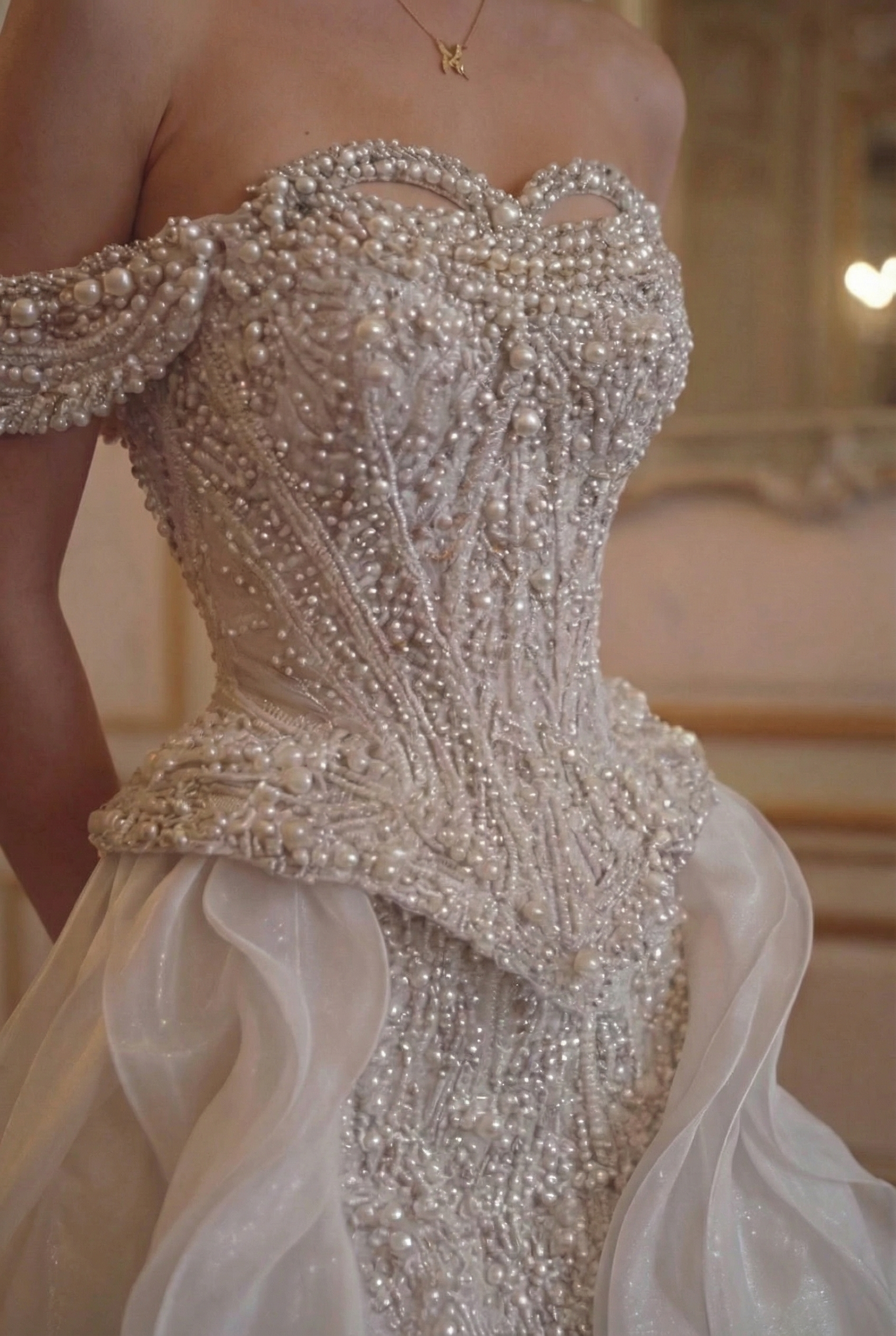 Seraphine Ruffle Ballgown - Champagne Silver Lus Deluné