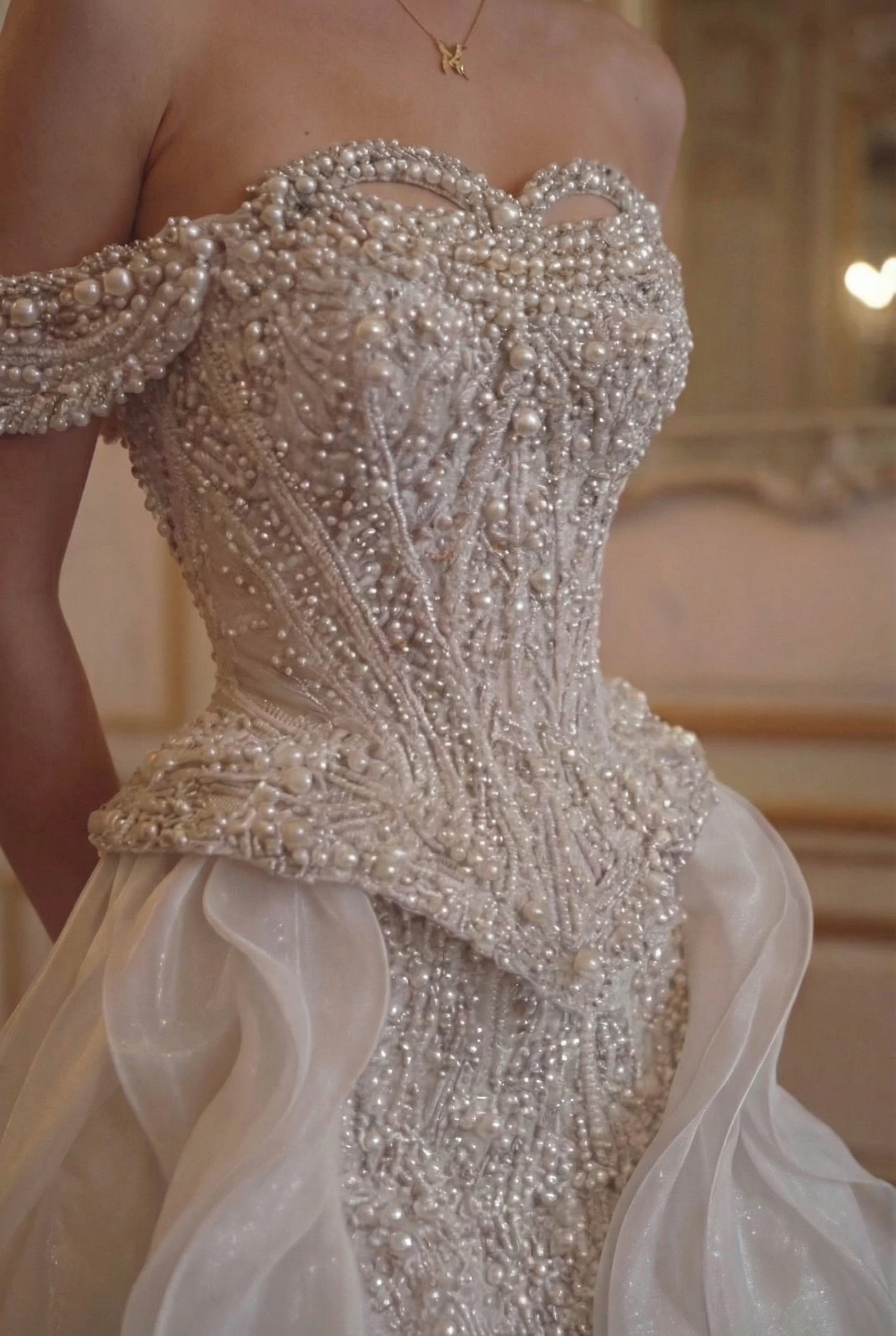 Seraphine Ruffle Ballgown - Champagne Silver Lus Deluné