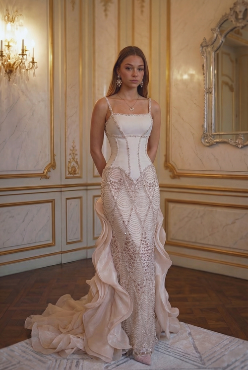Blossom Corset Mermaid Gown - Blush Pink Lus Deluné