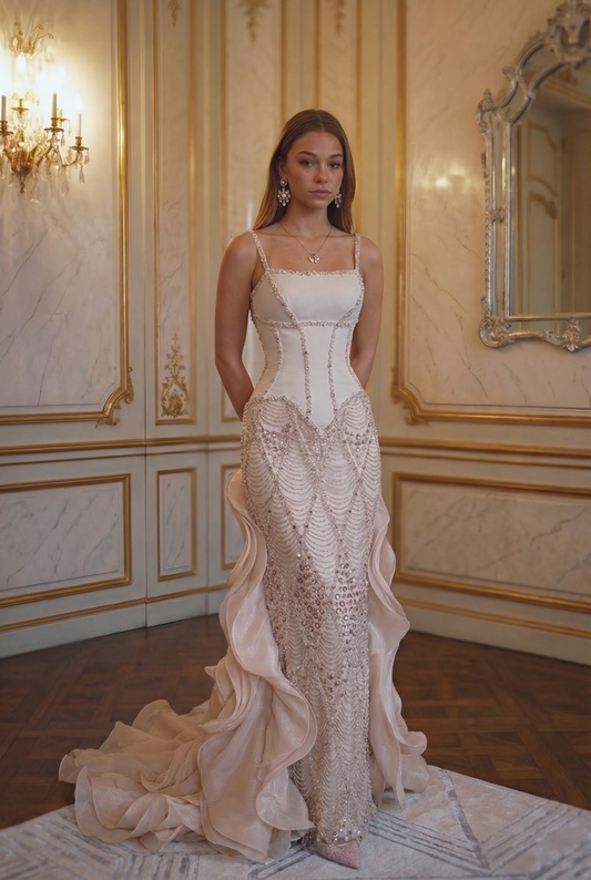 Blossom Corset Mermaid Gown - Blush Pink Lus Deluné