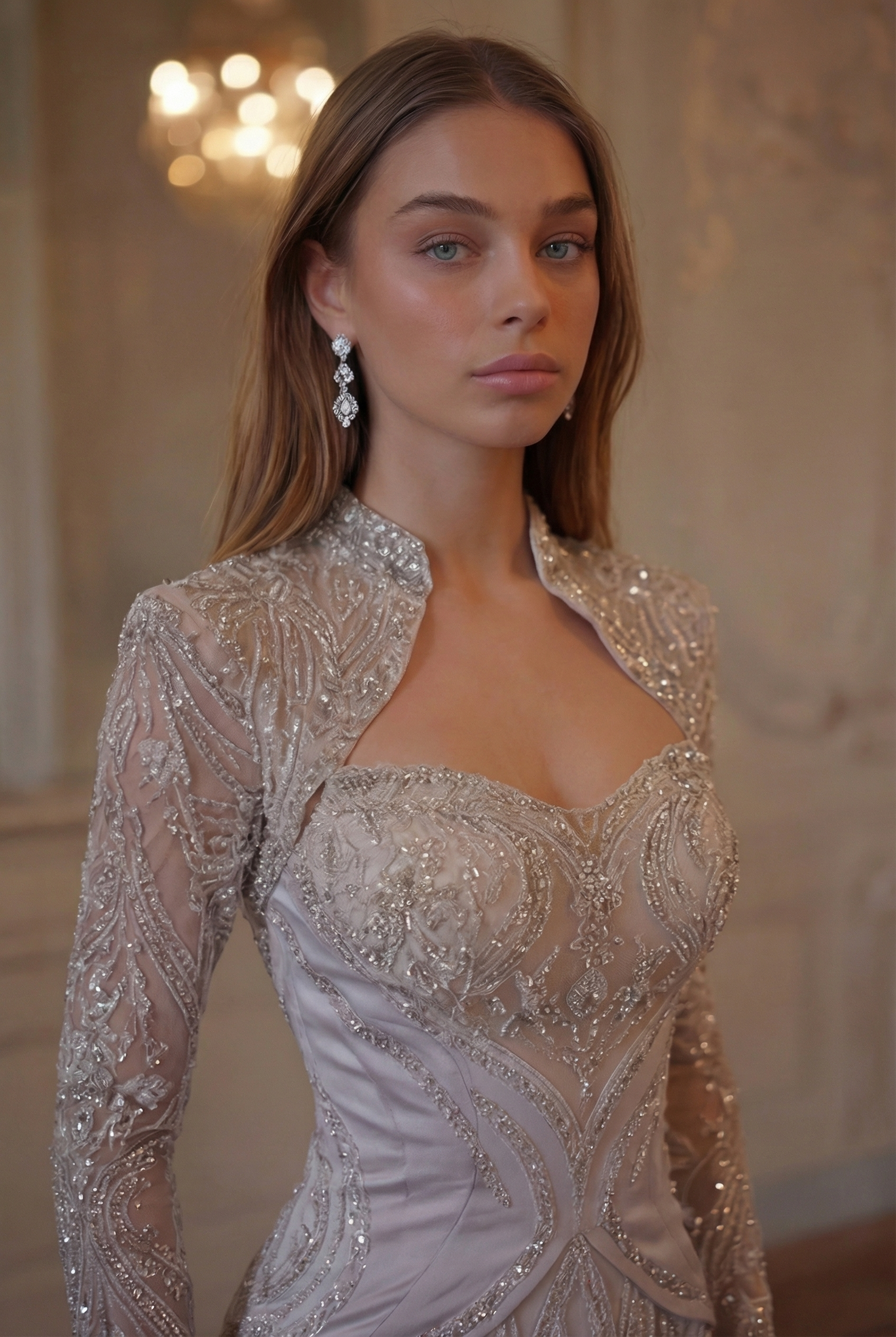 Versailles Baroque Sequin Gown - Champagne Ivory Lus Deluné