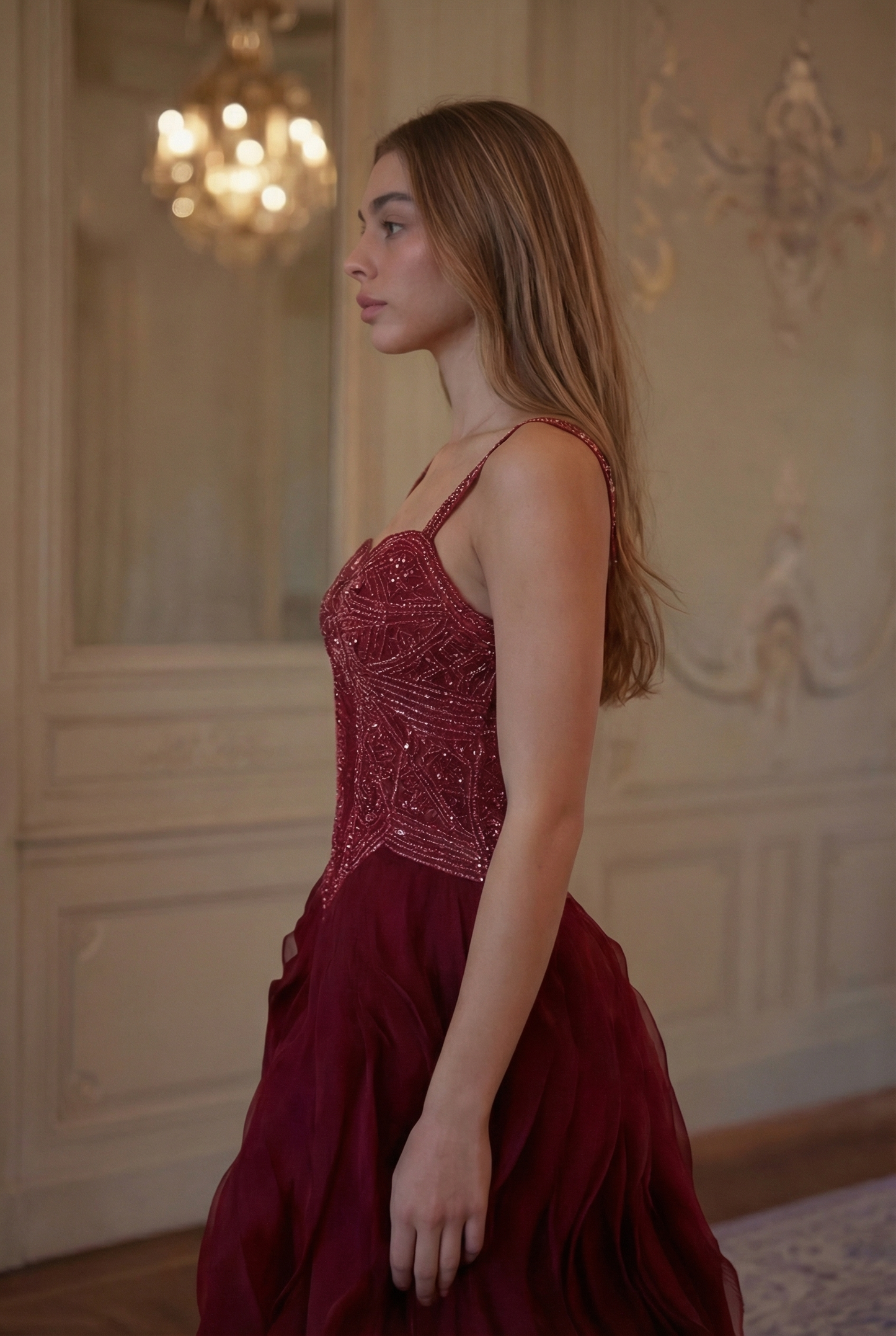 Scarlett Ruffle Mermaid Gown - Deep Burgundy Lus Deluné
