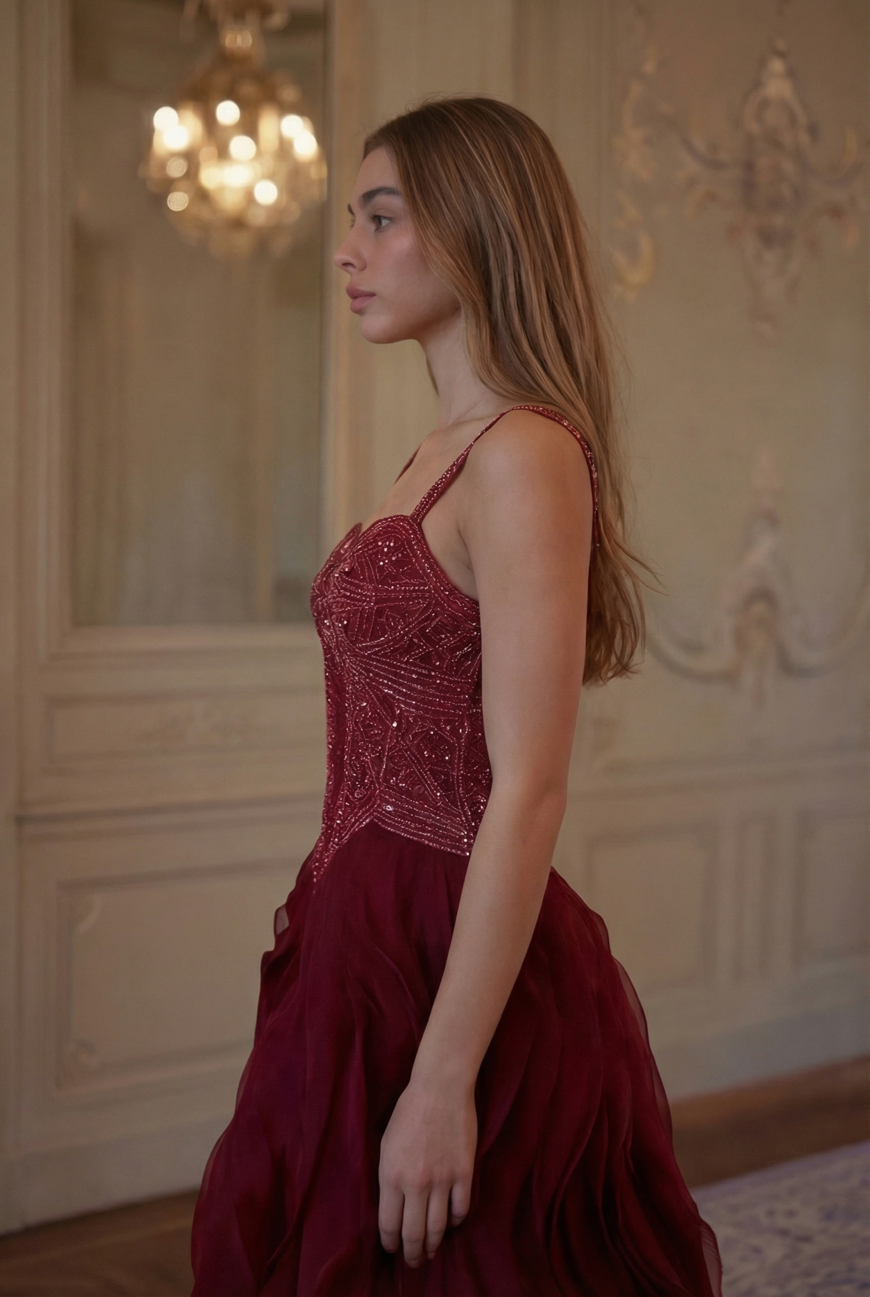 Scarlett Ruffle Mermaid Gown - Deep Burgundy Lus Deluné