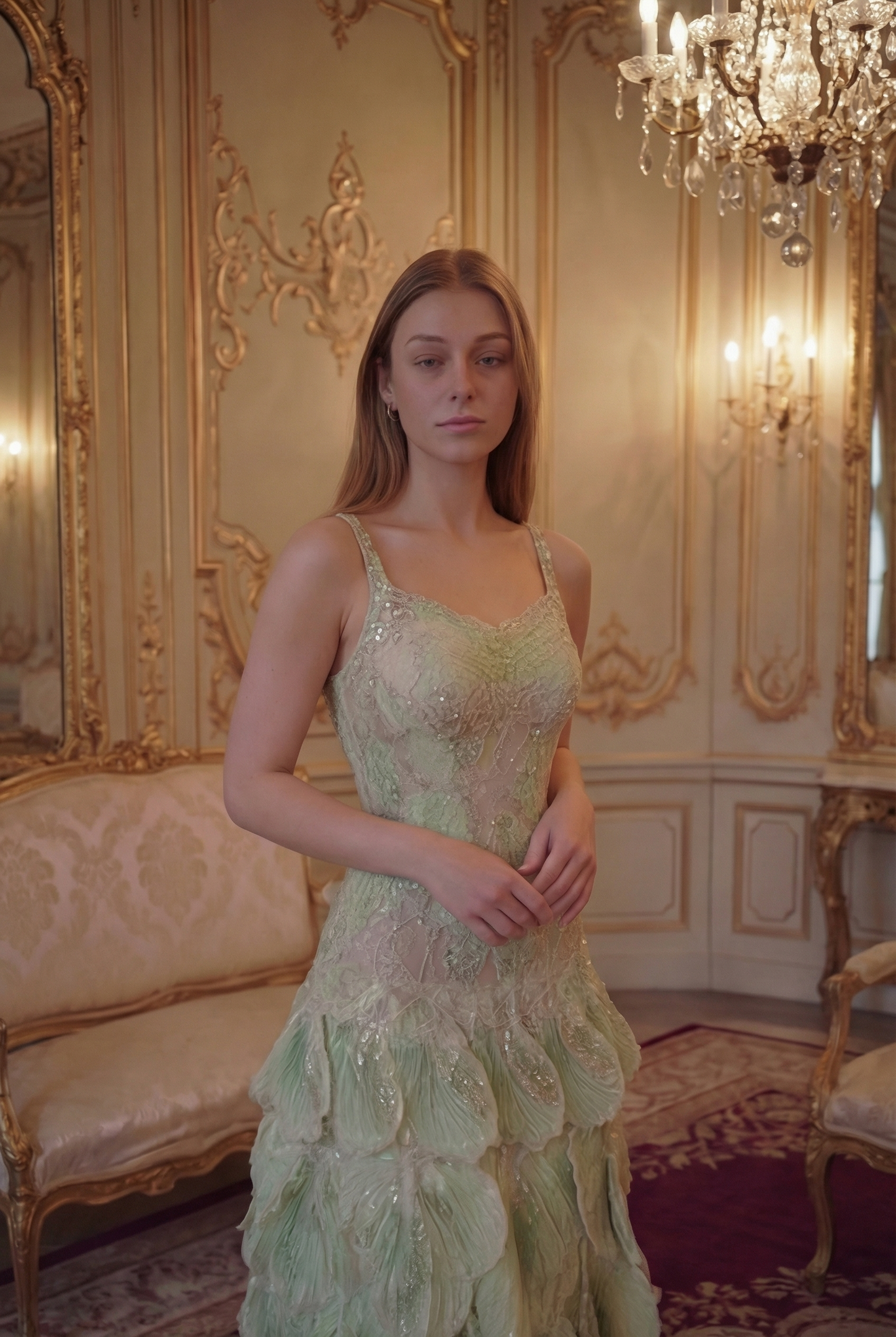 Ivy Petal Mermaid Gown - Sage Green Lus Deluné