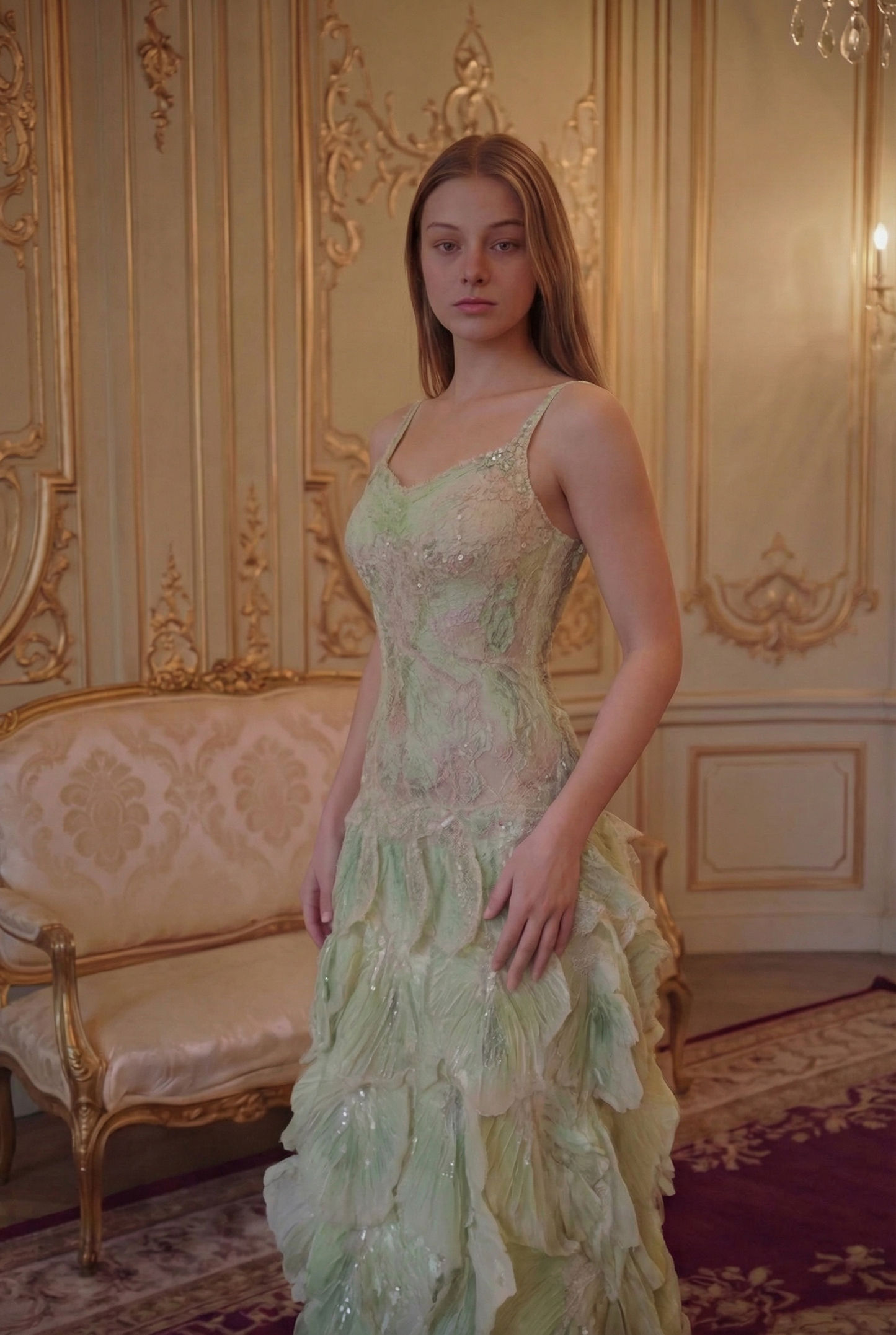 Ivy Petal Mermaid Gown - Sage Green Lus Deluné