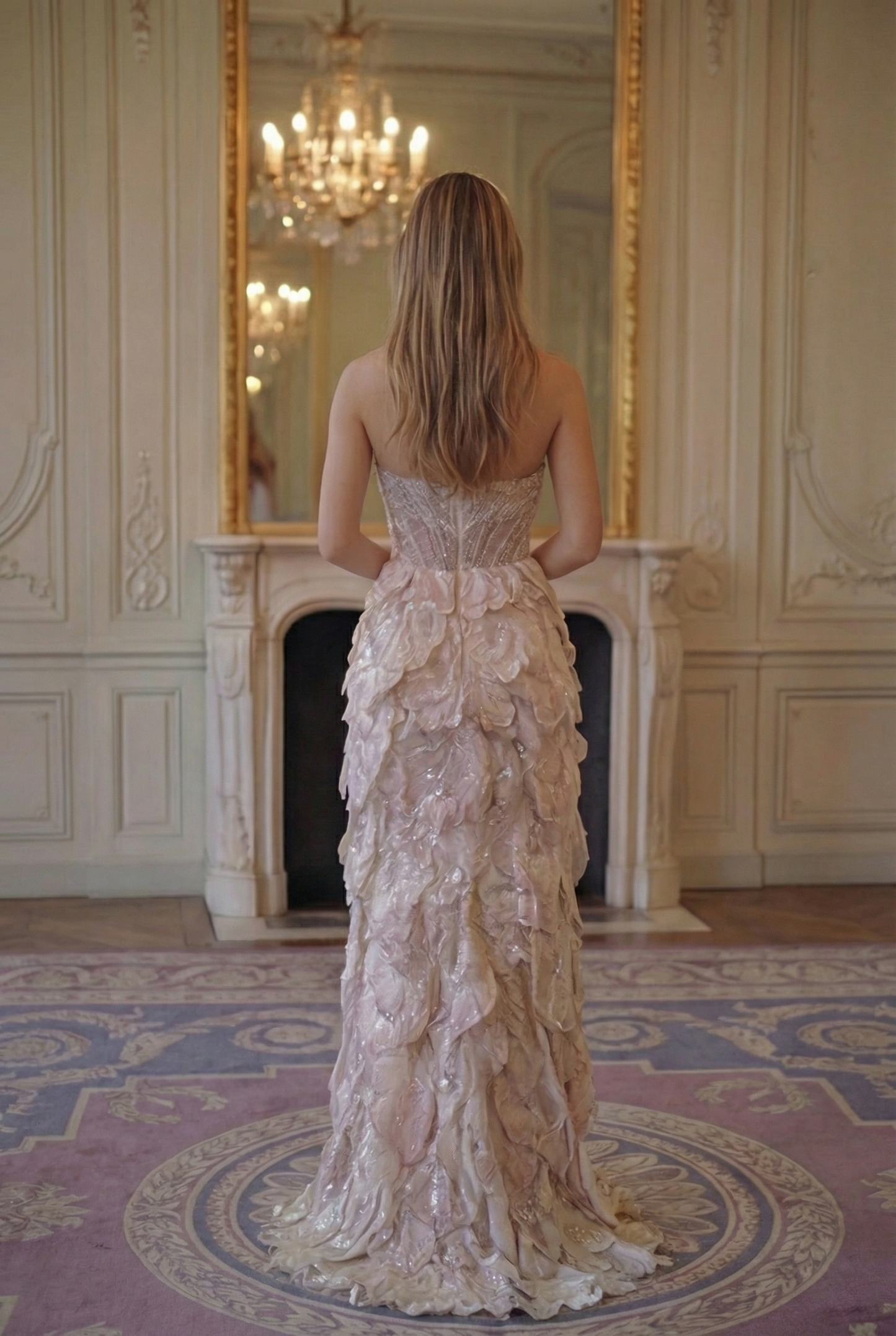 Petal Strapless Cascade Gown - Blush Lavender Lus Deluné