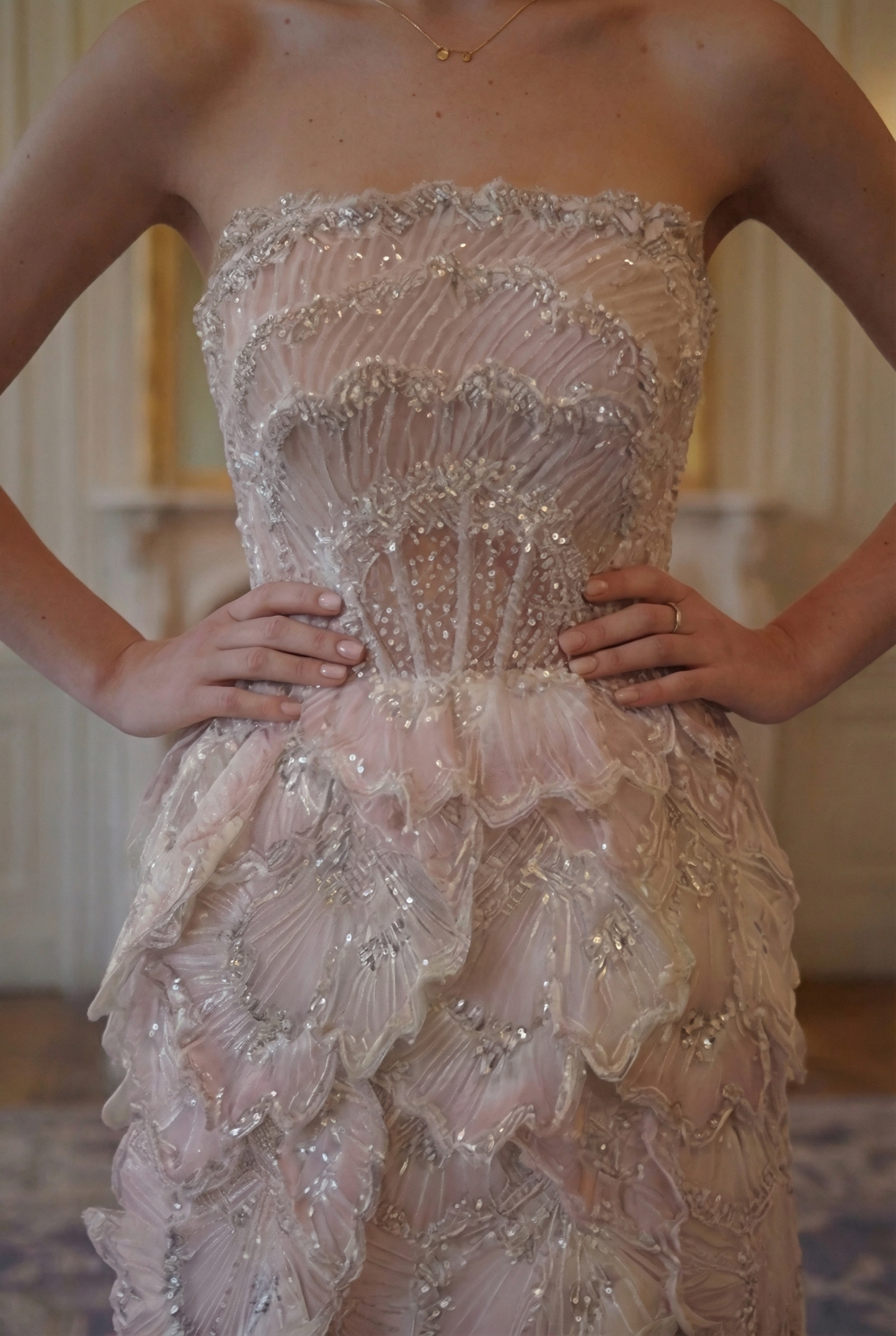Petal Strapless Cascade Gown - Blush Lavender Lus Deluné