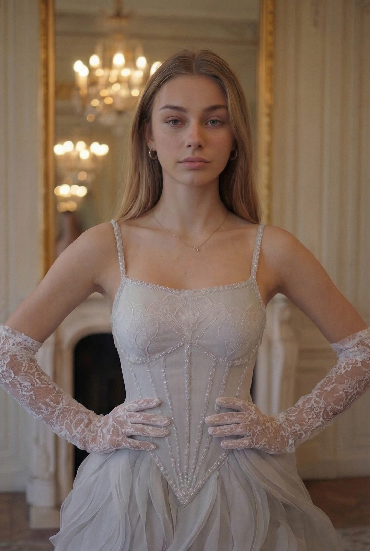 Celeste Ruffle Ballgown - Misty Silver Lus Deluné
