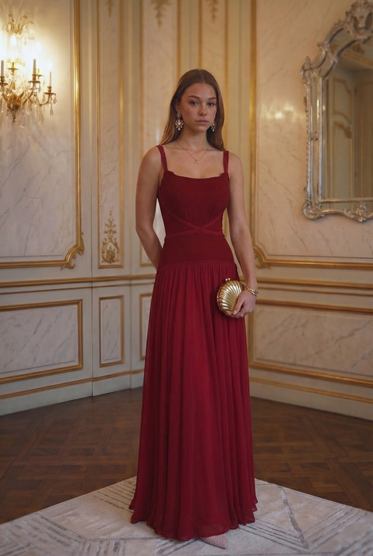 Scarlett Spaghetti Gown - Crimson Red Lus Deluné