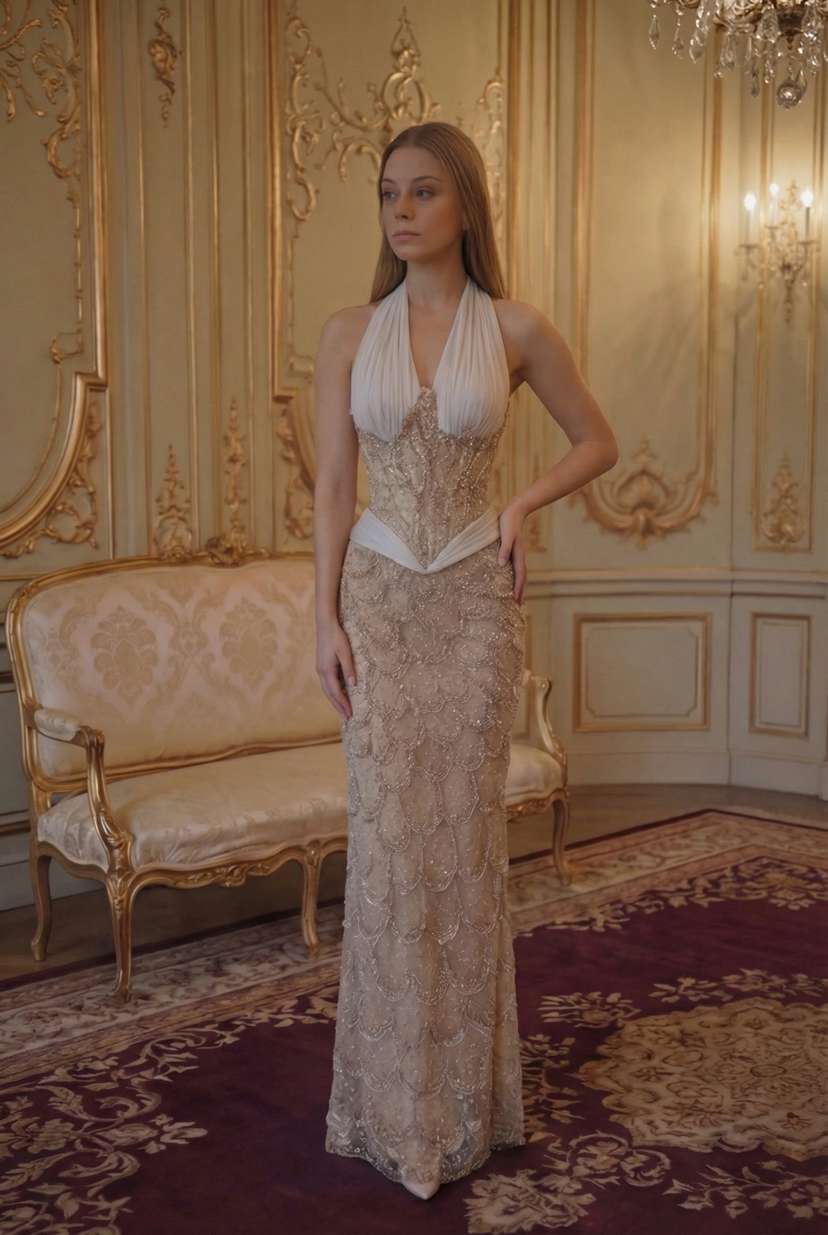 Aurelia Halter Gown - Champagne Bronze Lus Deluné