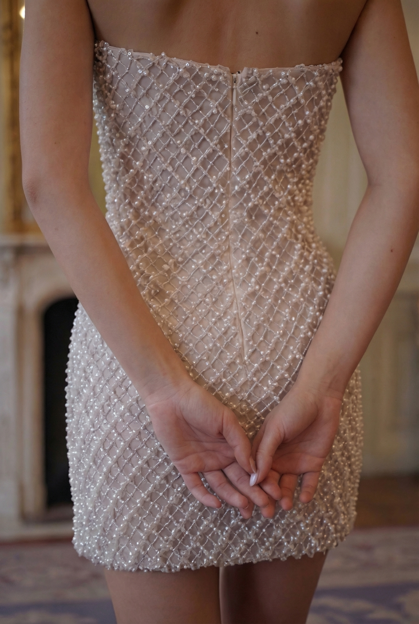 Aurora Strapless Dress – Pearl Champagne Lus Deluné