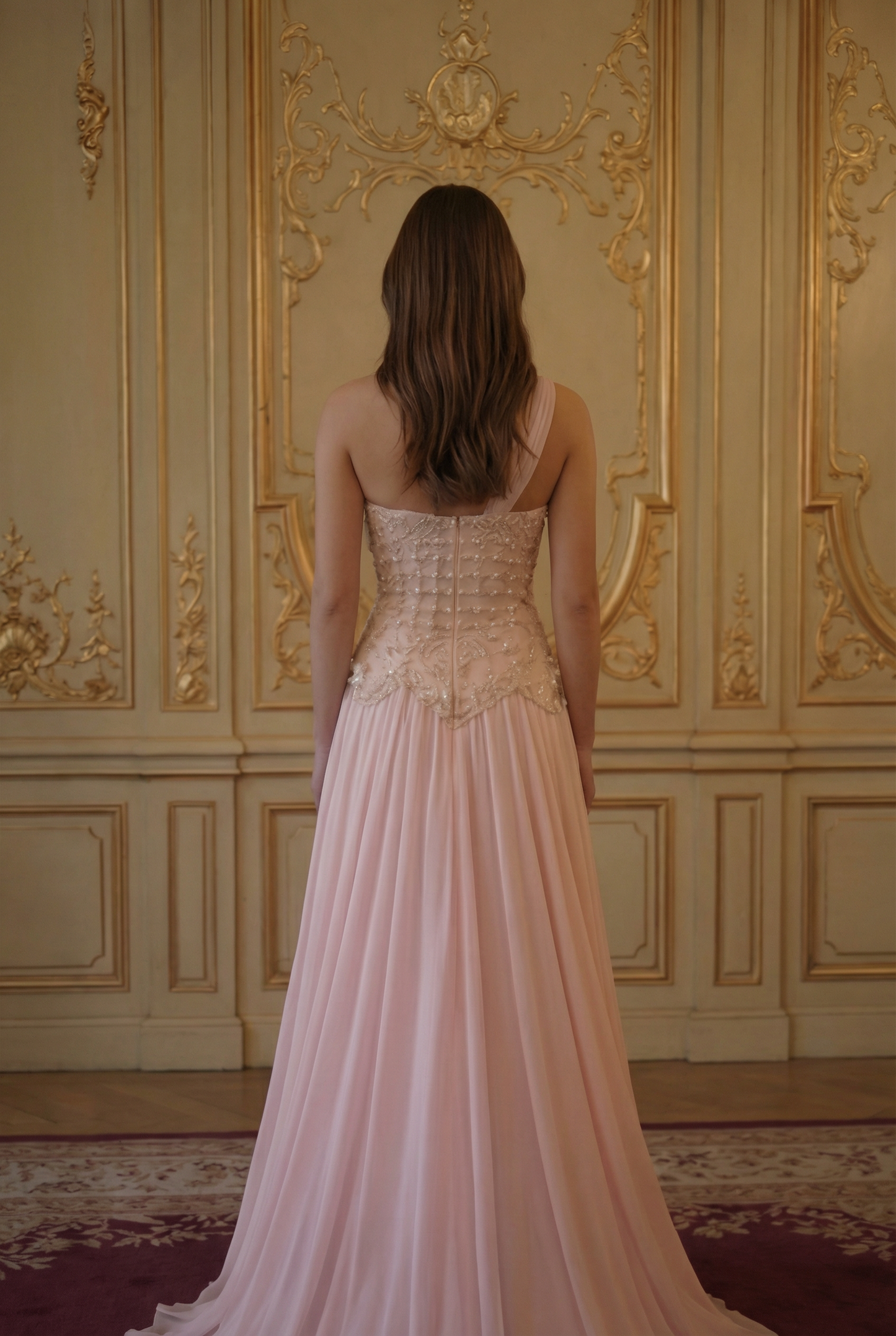 Celeste Floral A-Line Gown - Petal Pink Lus Deluné