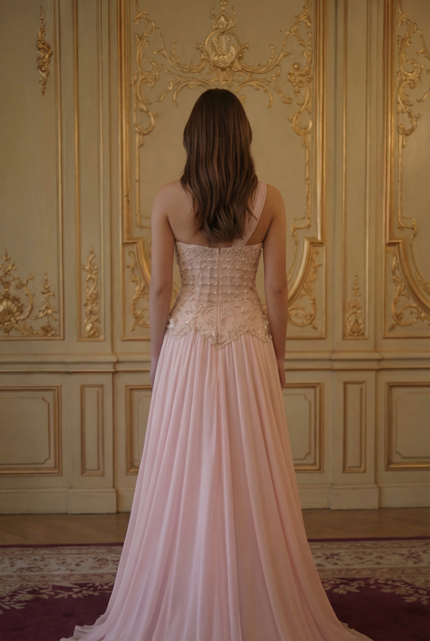 Celeste Floral A-Line Gown - Petal Pink Lus Deluné