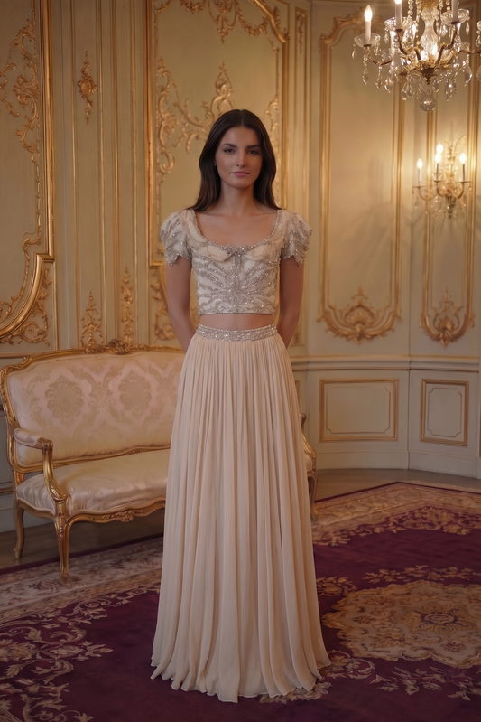 Aurore Bow Corset Set - Champagne Blush Lus Deluné