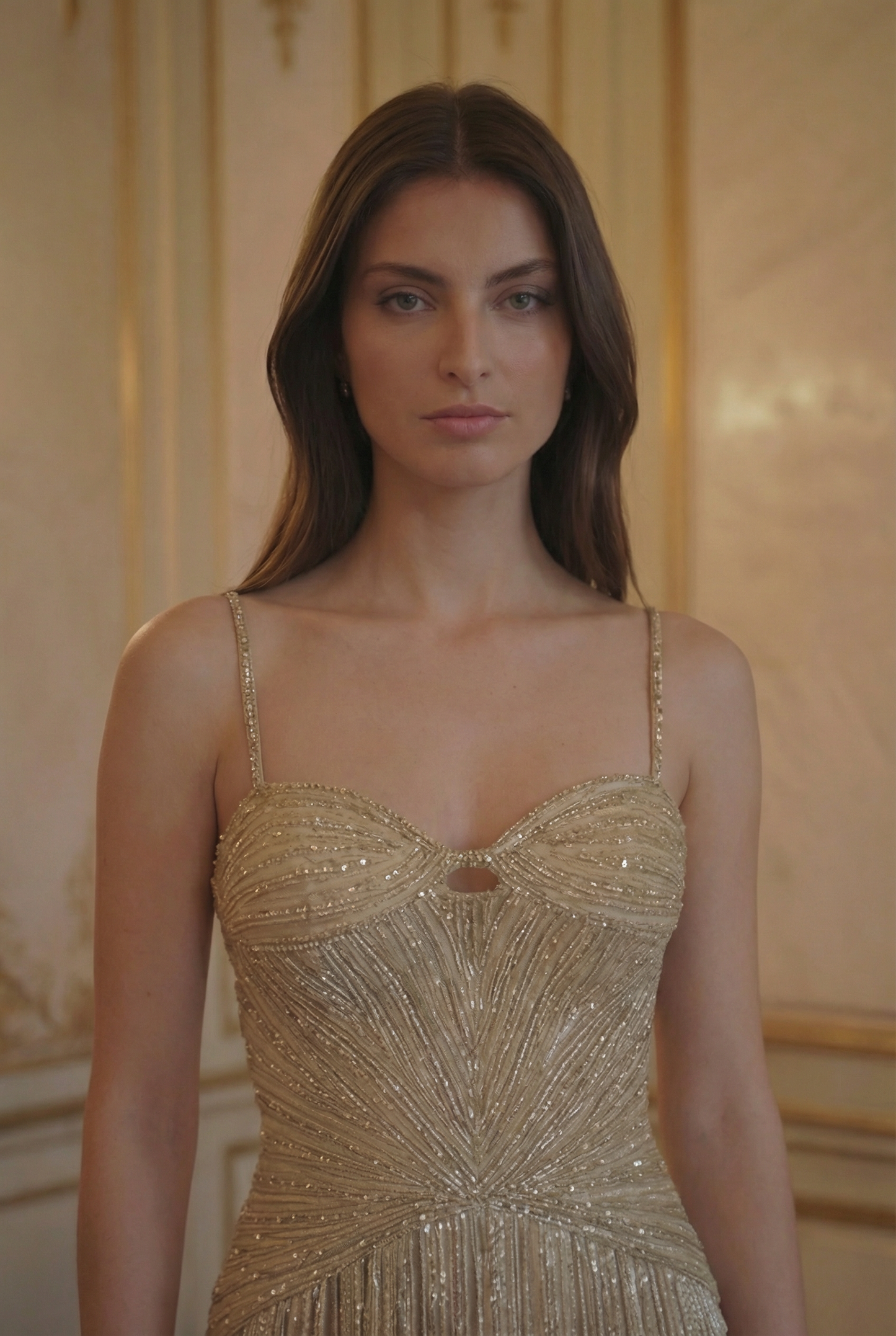 Odette Fringe Gown - Gilded Champagne Lus Deluné