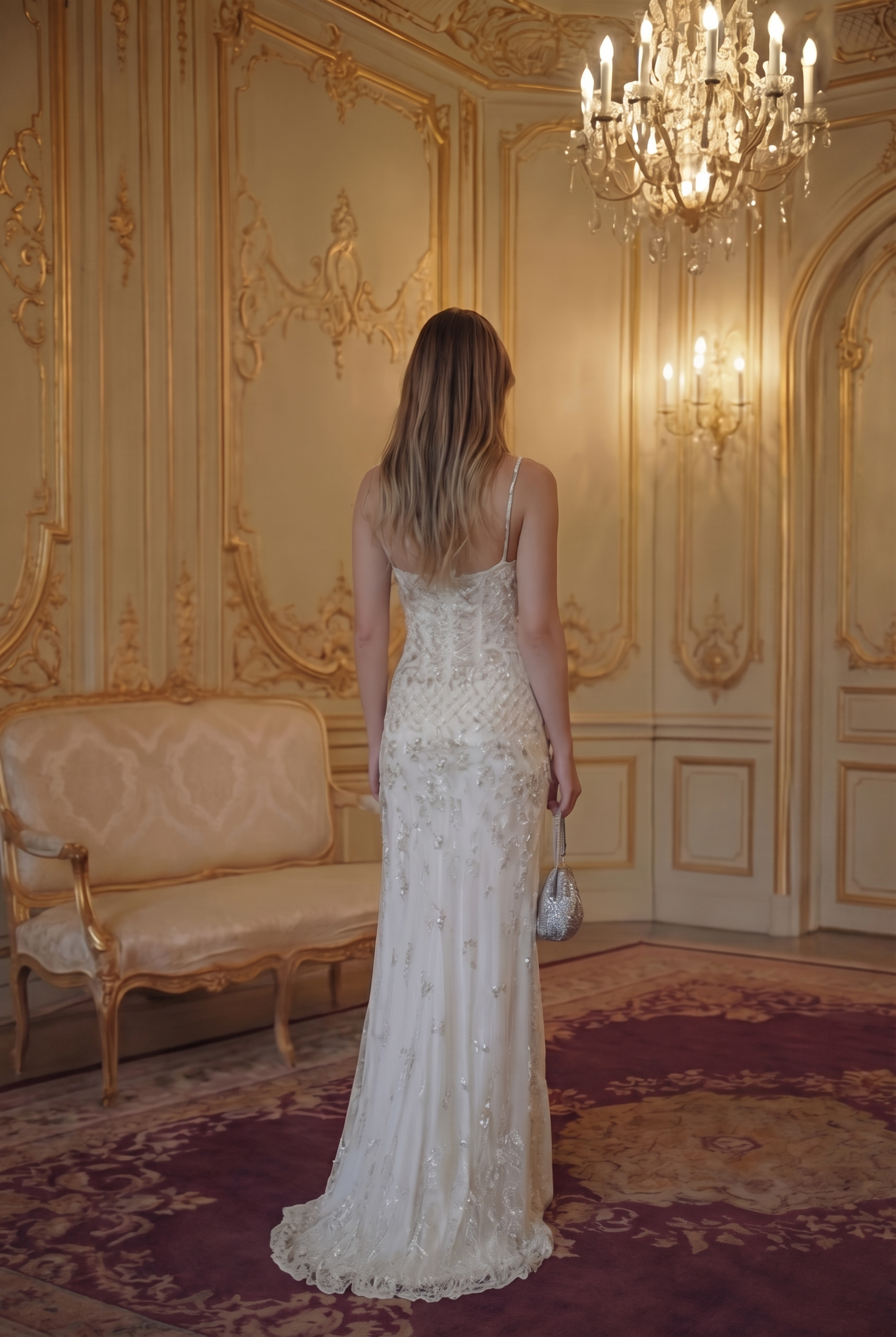 Celeste Beaded Column Gown - Pearl Ivory Lus Deluné
