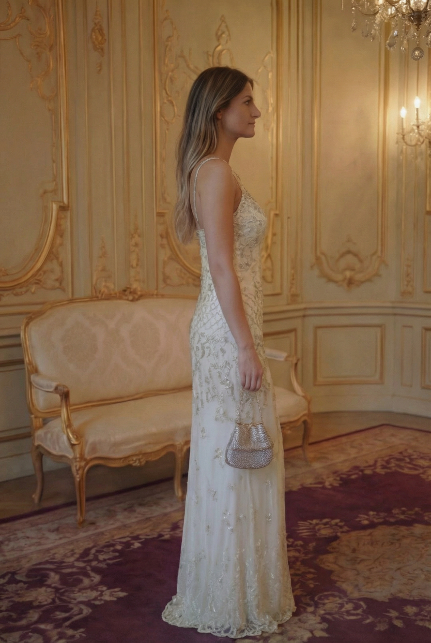 Celeste Beaded Column Gown - Pearl Ivory Lus Deluné