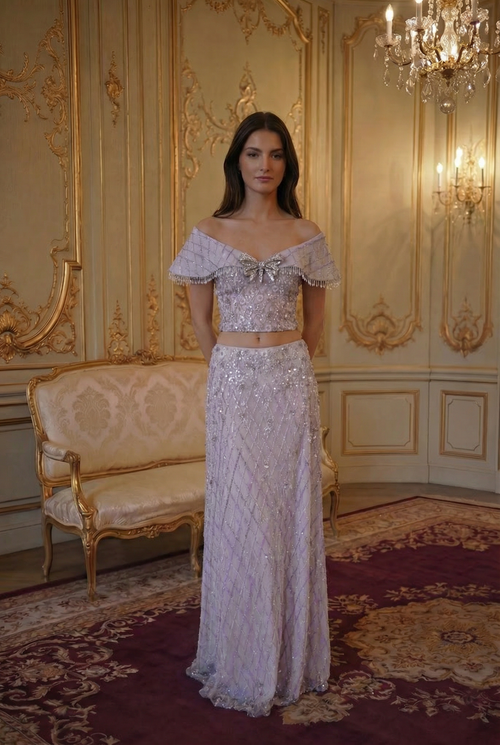 Violette Bow Co-Ord Gown - Soft Lavender Lus Deluné