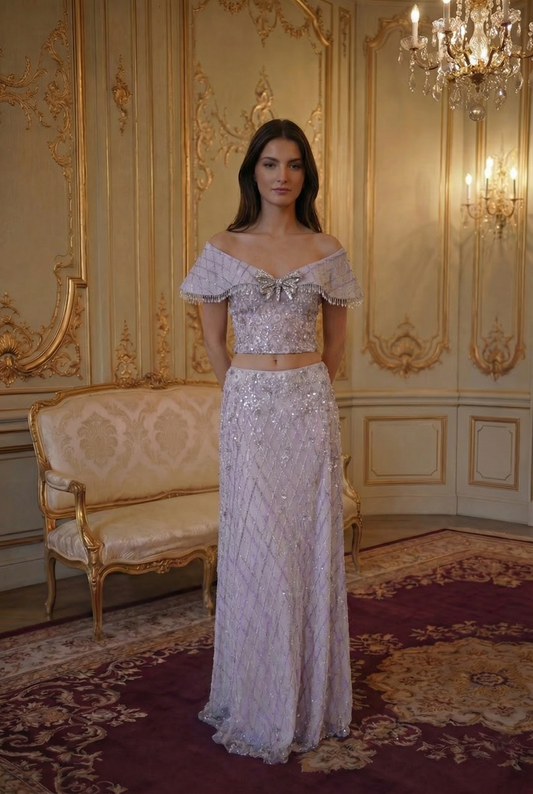 Violette Bow Co-Ord Gown - Soft Lavender Lus Deluné