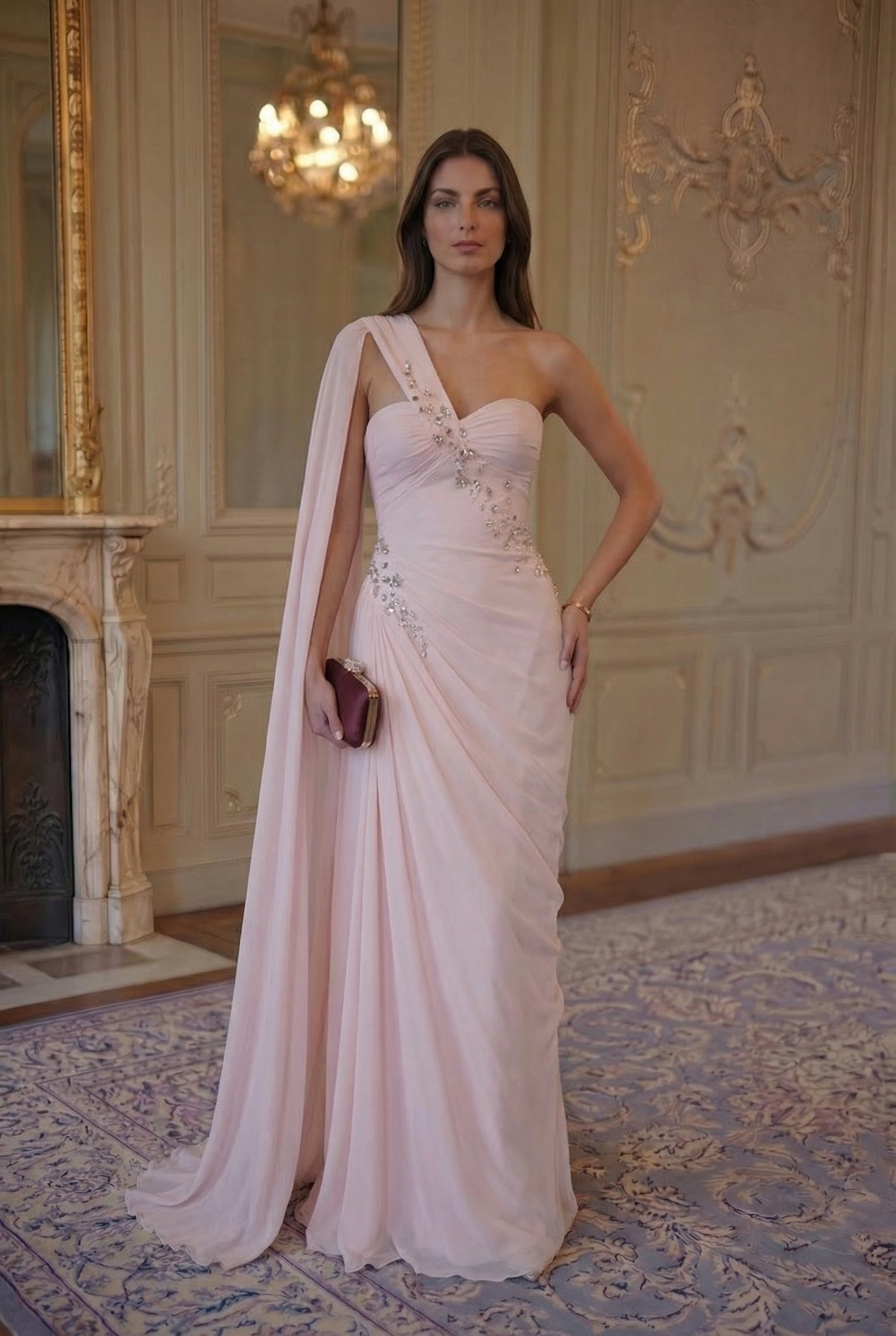 Seraphine One-Shoulder Gown - Ivory Blush Lus Deluné