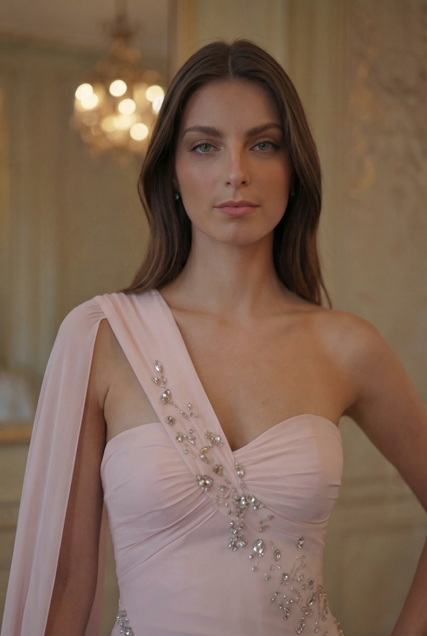 Seraphine One-Shoulder Gown - Ivory Blush Lus Deluné