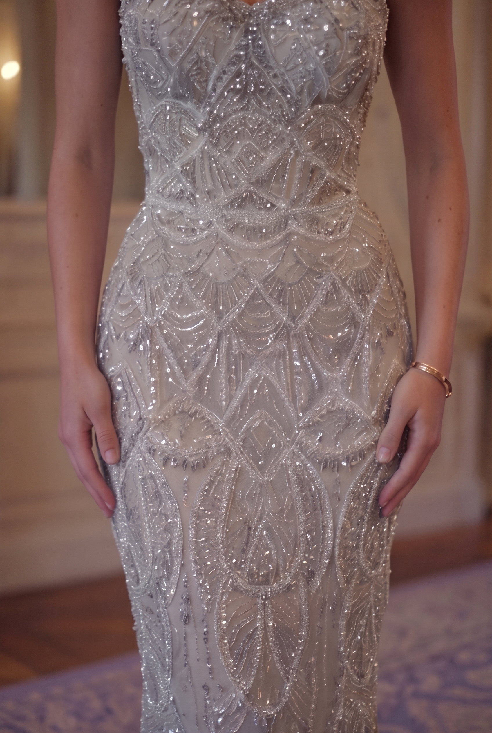 Lumière Crystal Halter Gown - Champagne Silver Lus Deluné