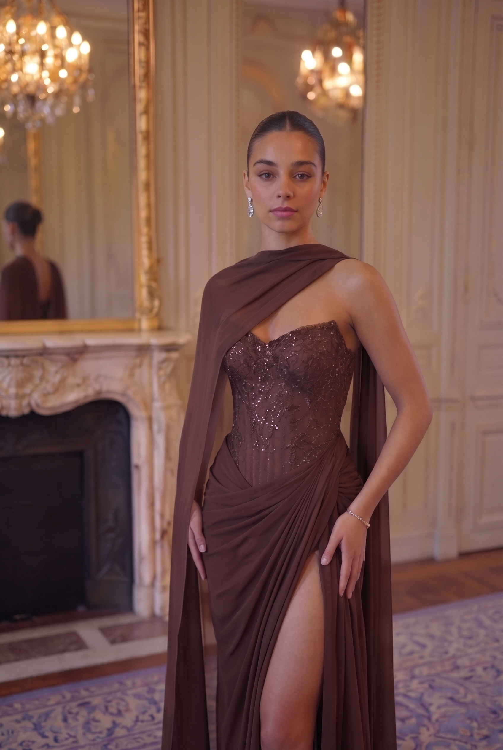 Midnight Sequin Column Gown - Deep Navy Lus Deluné