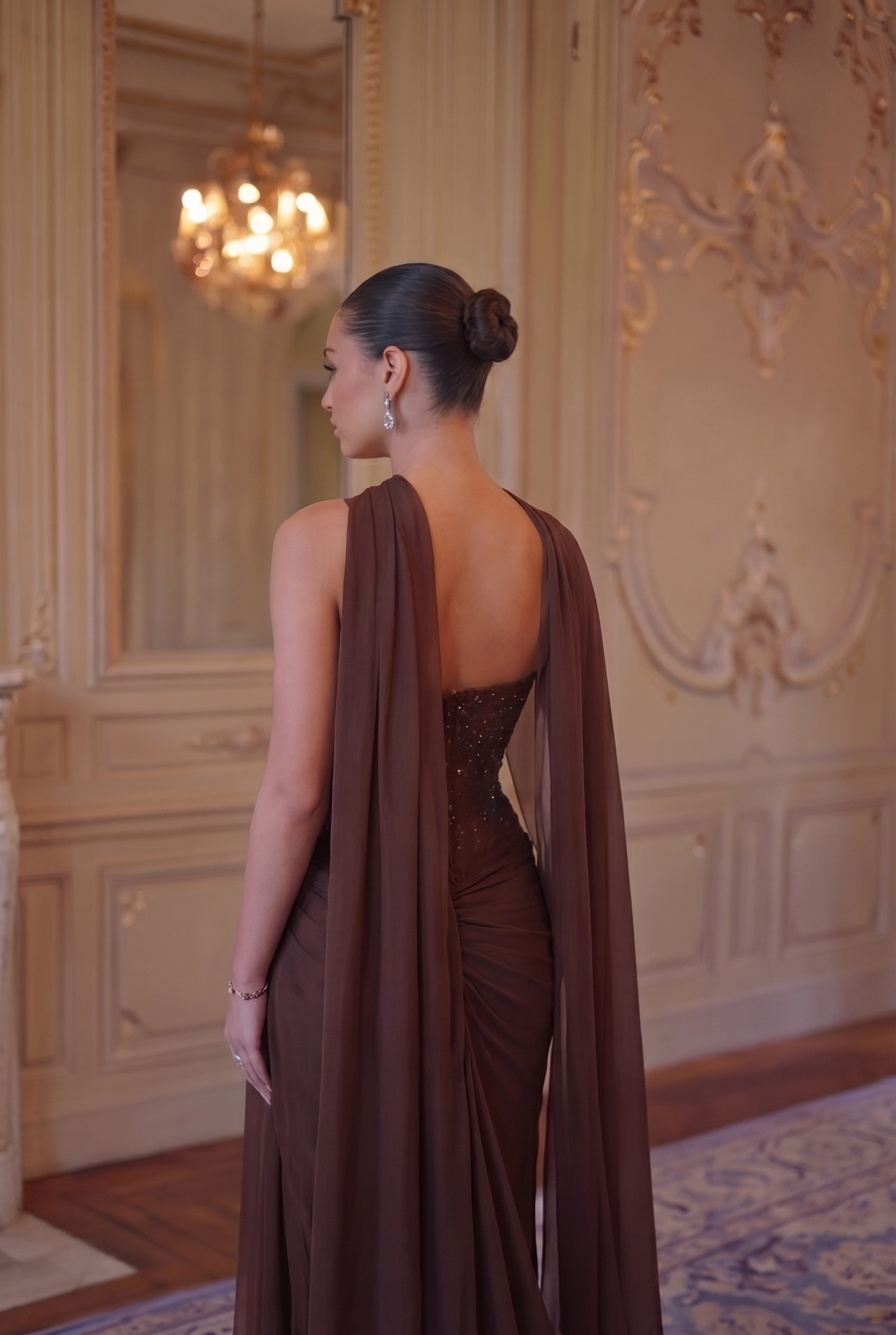 Midnight Sequin Column Gown - Deep Navy Lus Deluné