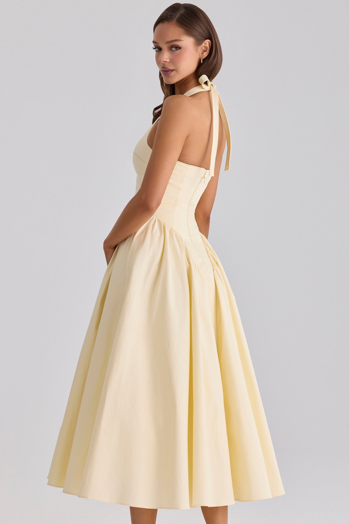 Magnolia Halter Dress — Butter Yellow Lus Deluné