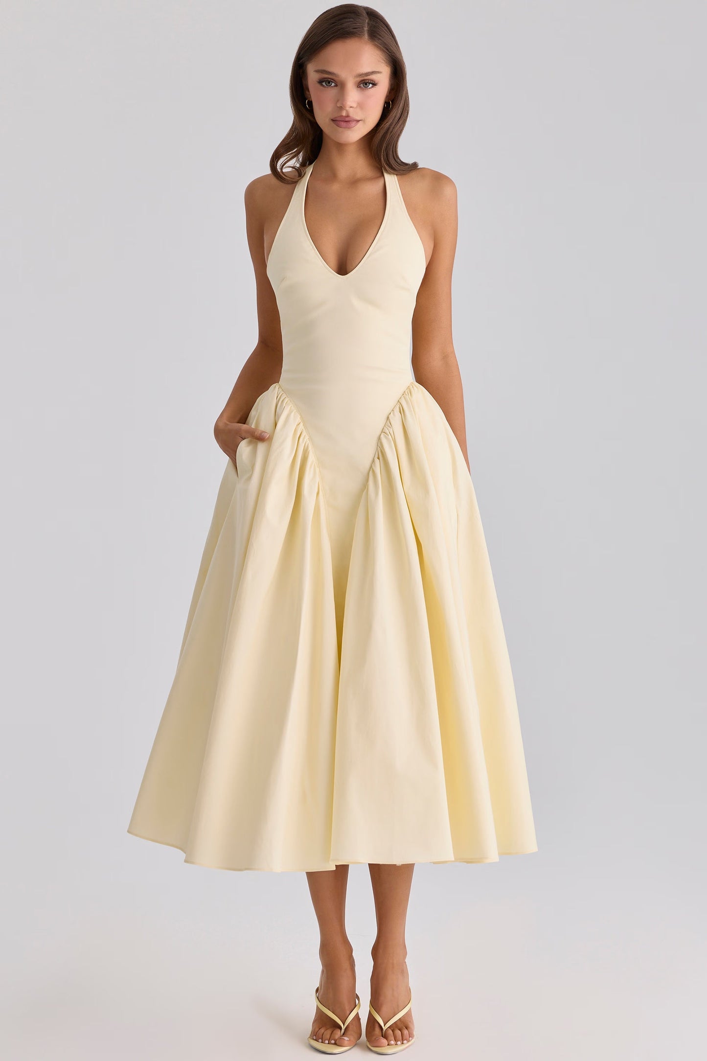 Magnolia Halter Dress — Butter Yellow Lus Deluné