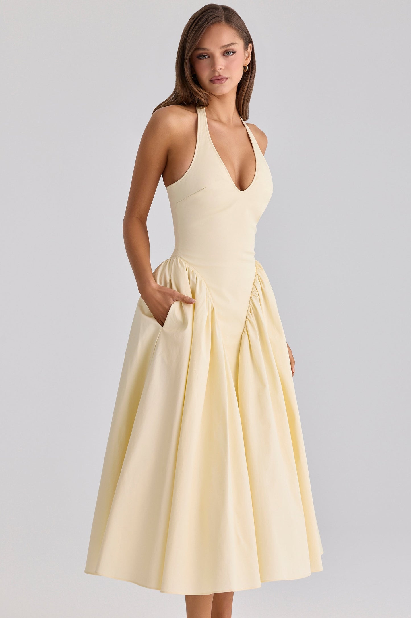 Magnolia Halter Dress — Butter Yellow Lus Deluné